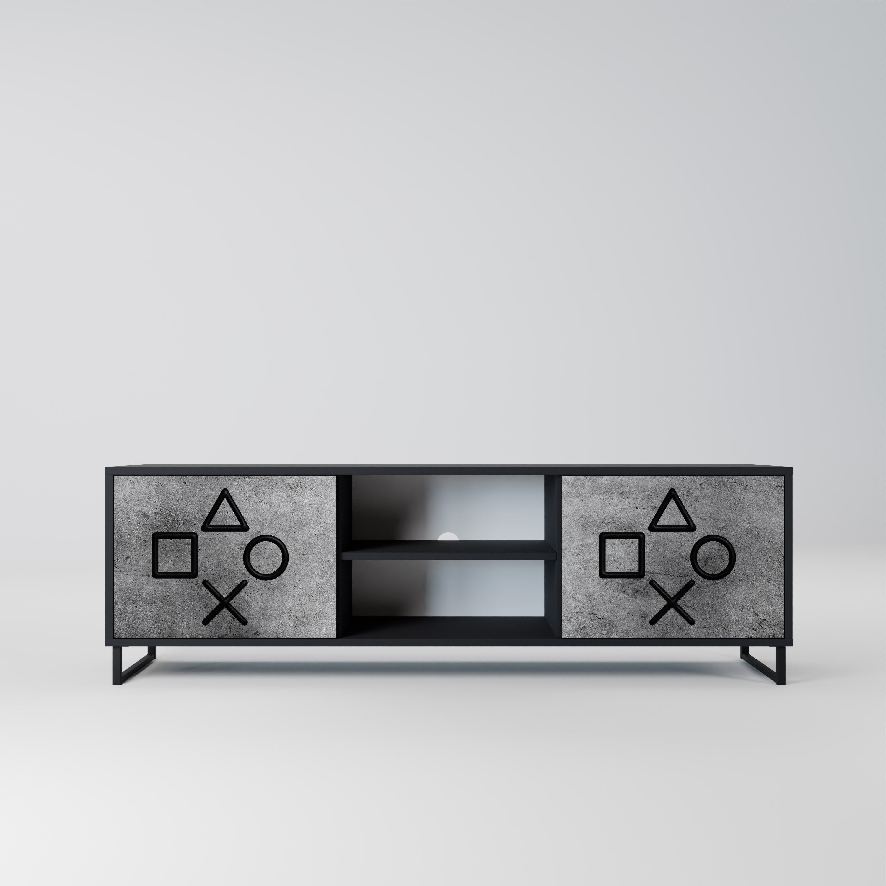 GAMER CHOICE 2-Door TV Stand in Black Finish