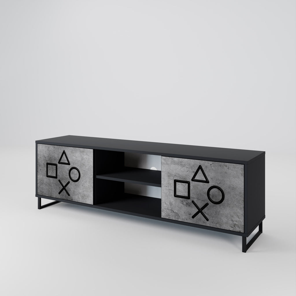 GAMER CHOICE 2-Door TV Stand in Black Finish