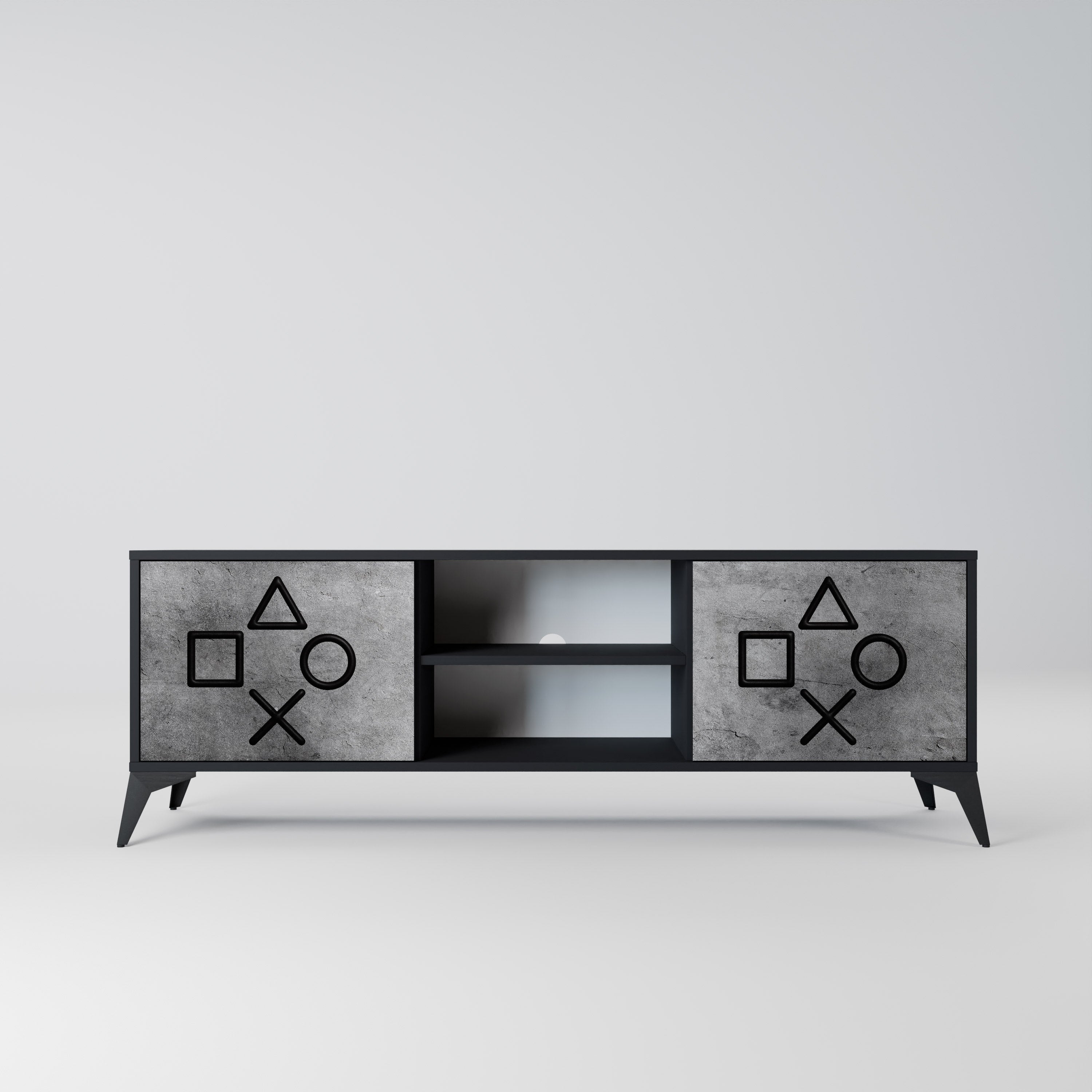 GAMER CHOICE 2-Door TV Stand in Black Finish