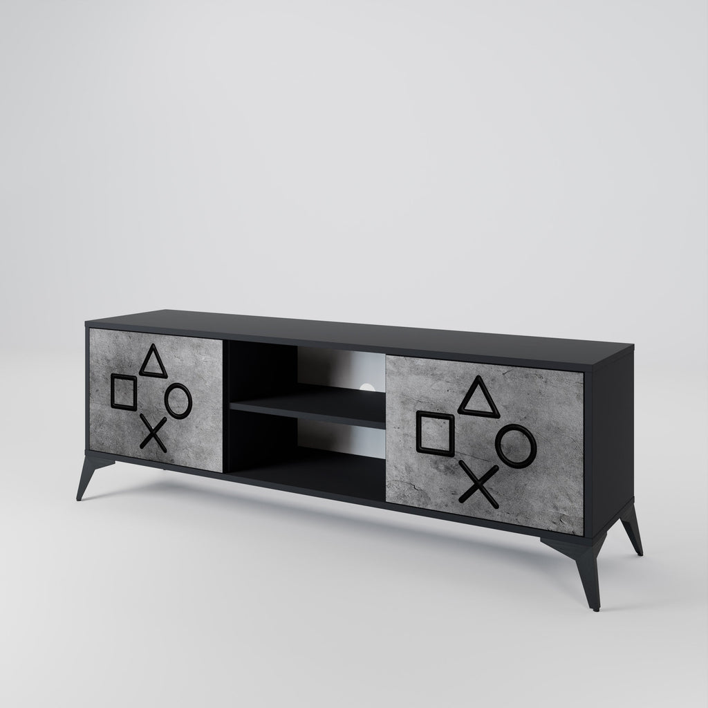 GAMER CHOICE 2-Door TV Stand in Black Finish