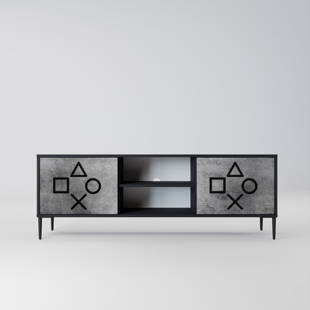 GAMER CHOICE 2-Door TV Stand in Black Finish