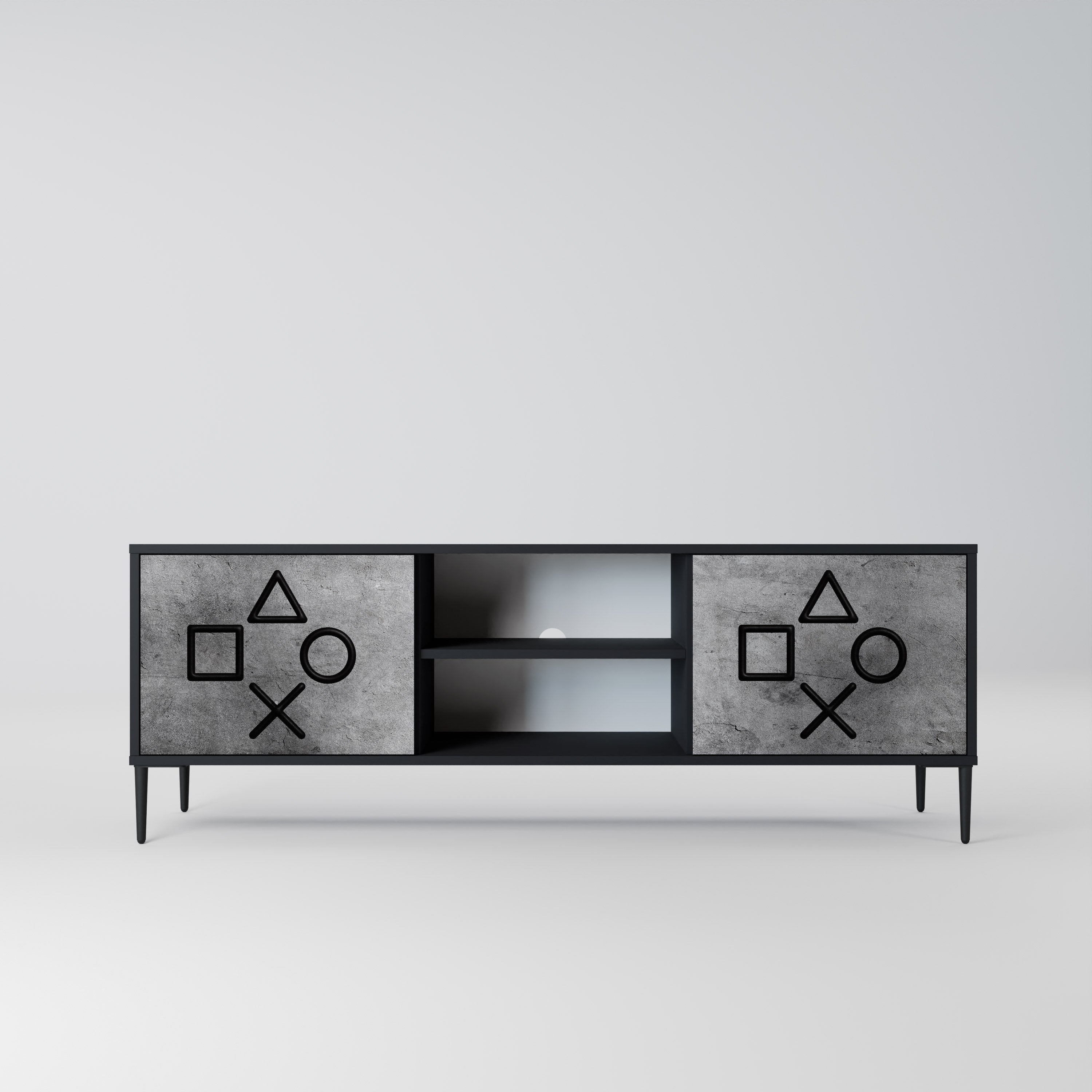 GAMER CHOICE 2-Door TV Stand in Black Finish