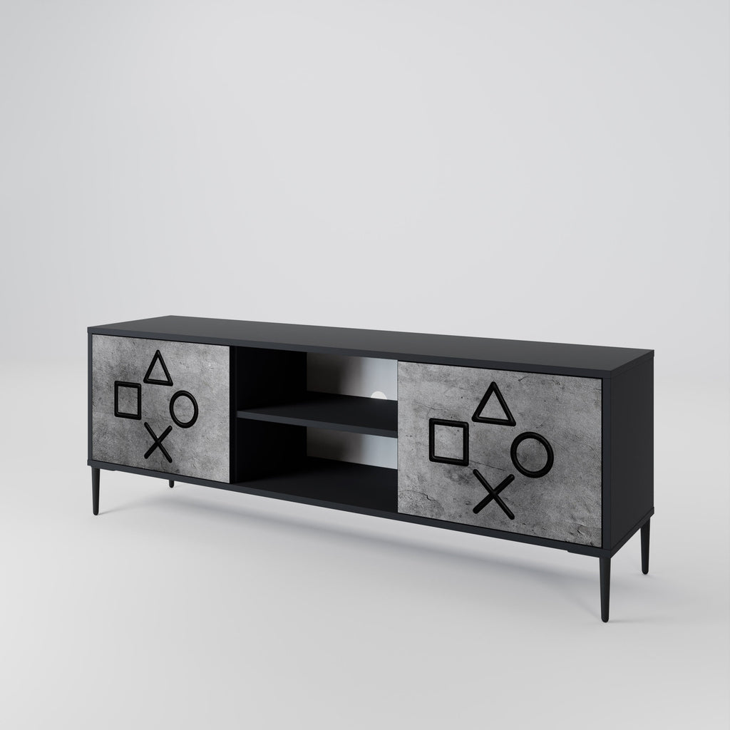 GAMER CHOICE 2-Door TV Stand in Black Finish