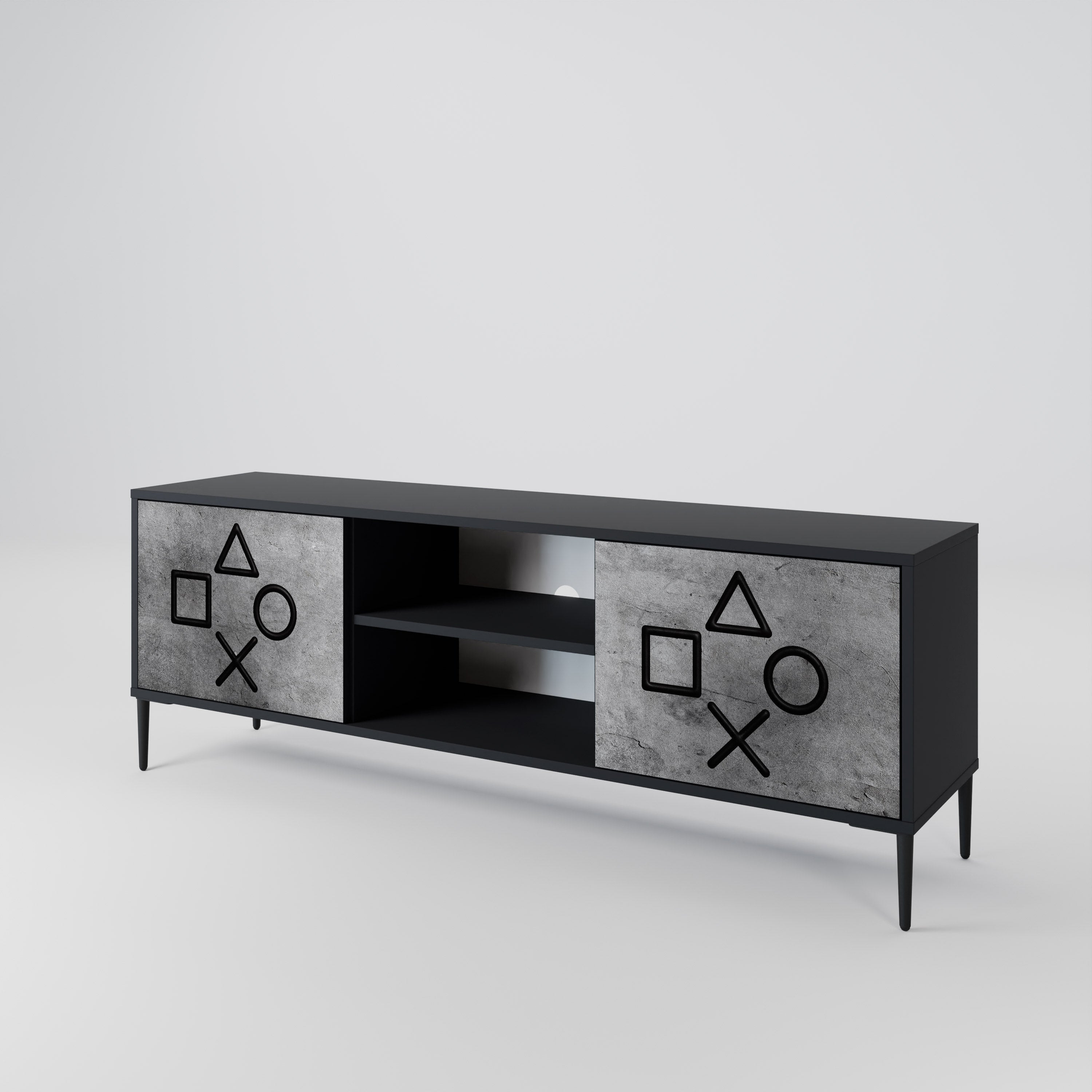 GAMER CHOICE 2-Door TV Stand in Black Finish