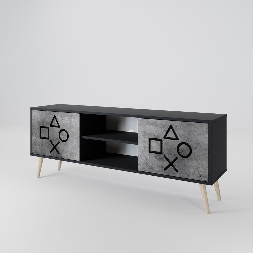 GAMER CHOICE 2-Door TV Stand in Black Finish