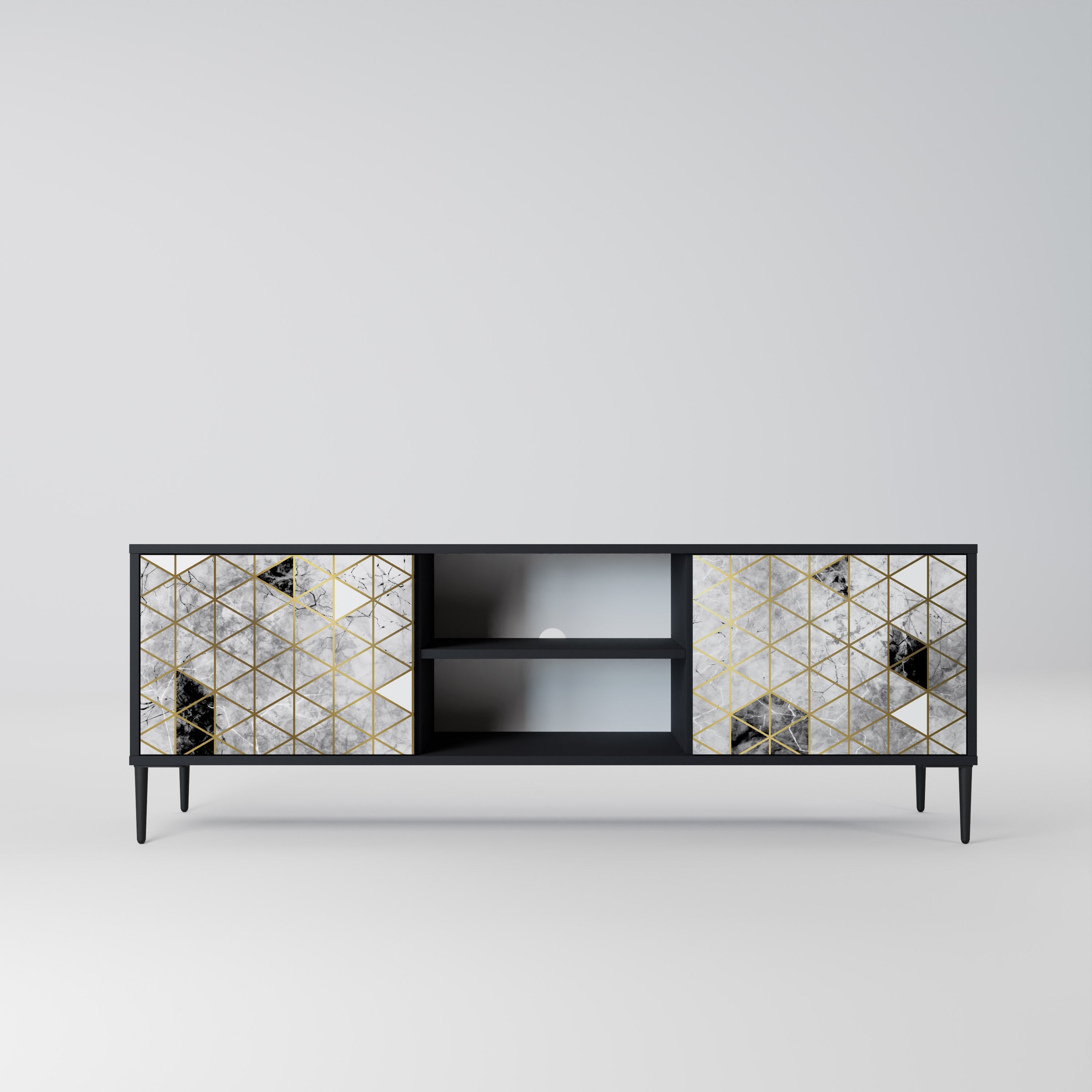 Meuble TV 2 portes ASHEN ARIA finition noire