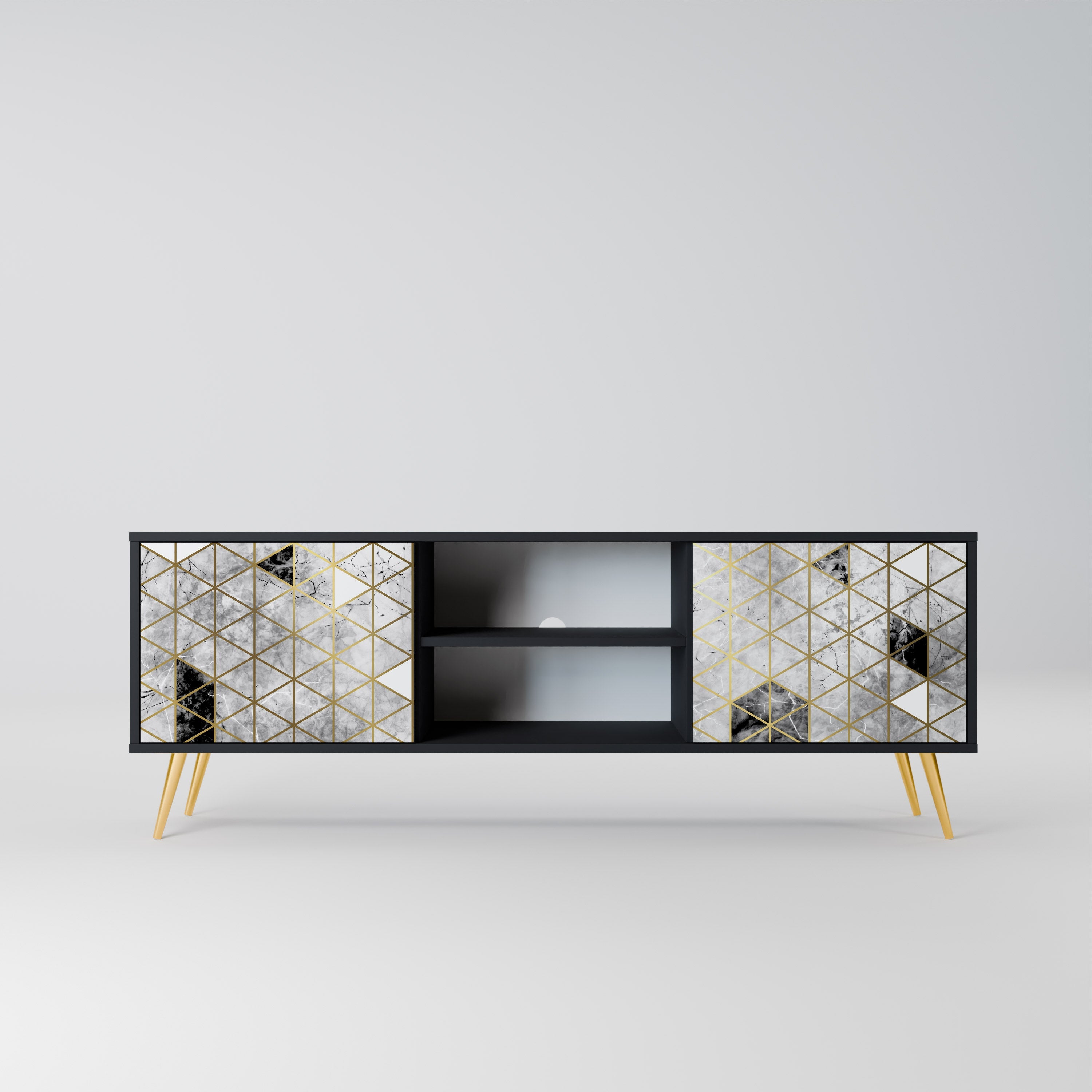 Meuble TV 2 portes ASHEN ARIA finition noire