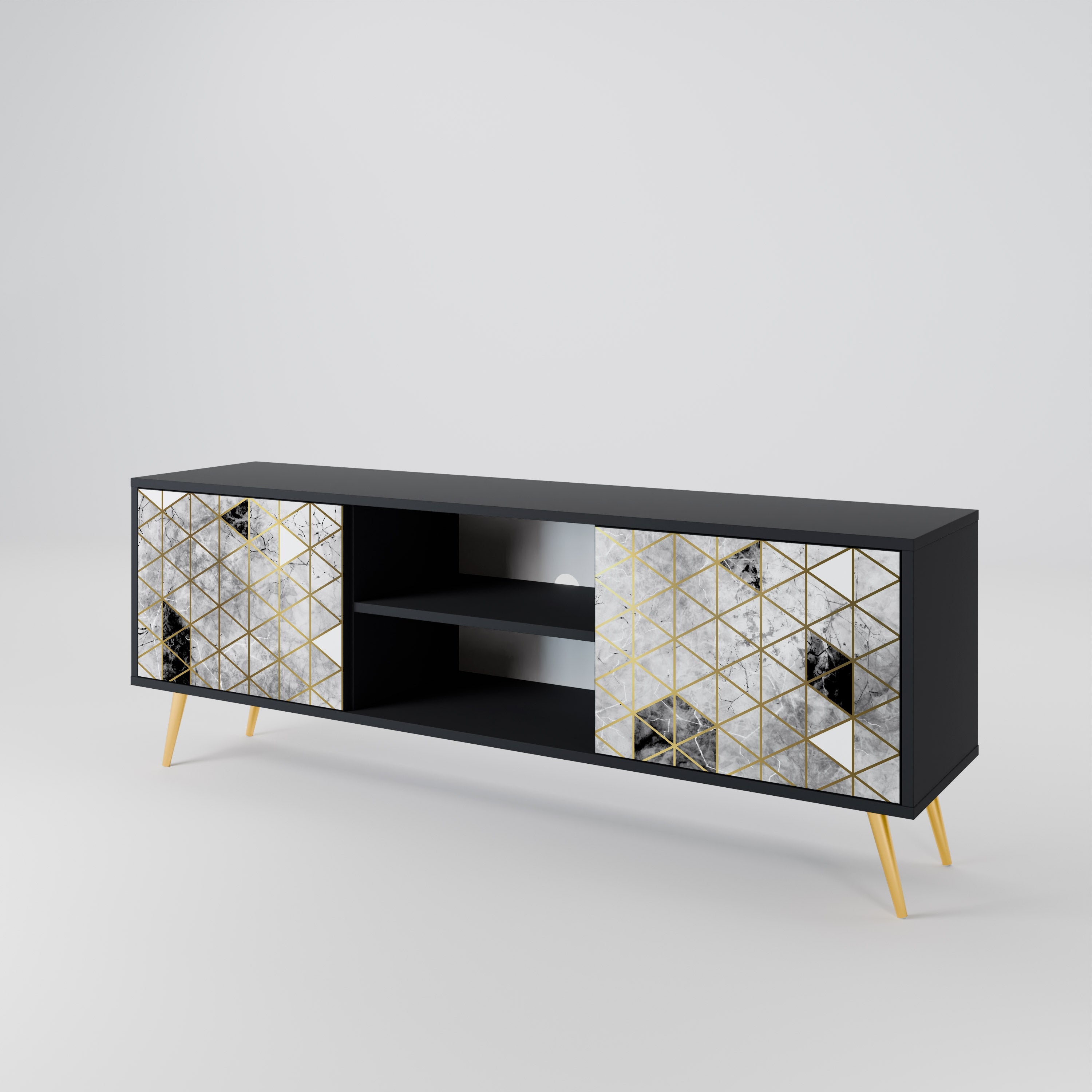 Meuble TV 2 portes ASHEN ARIA finition noire