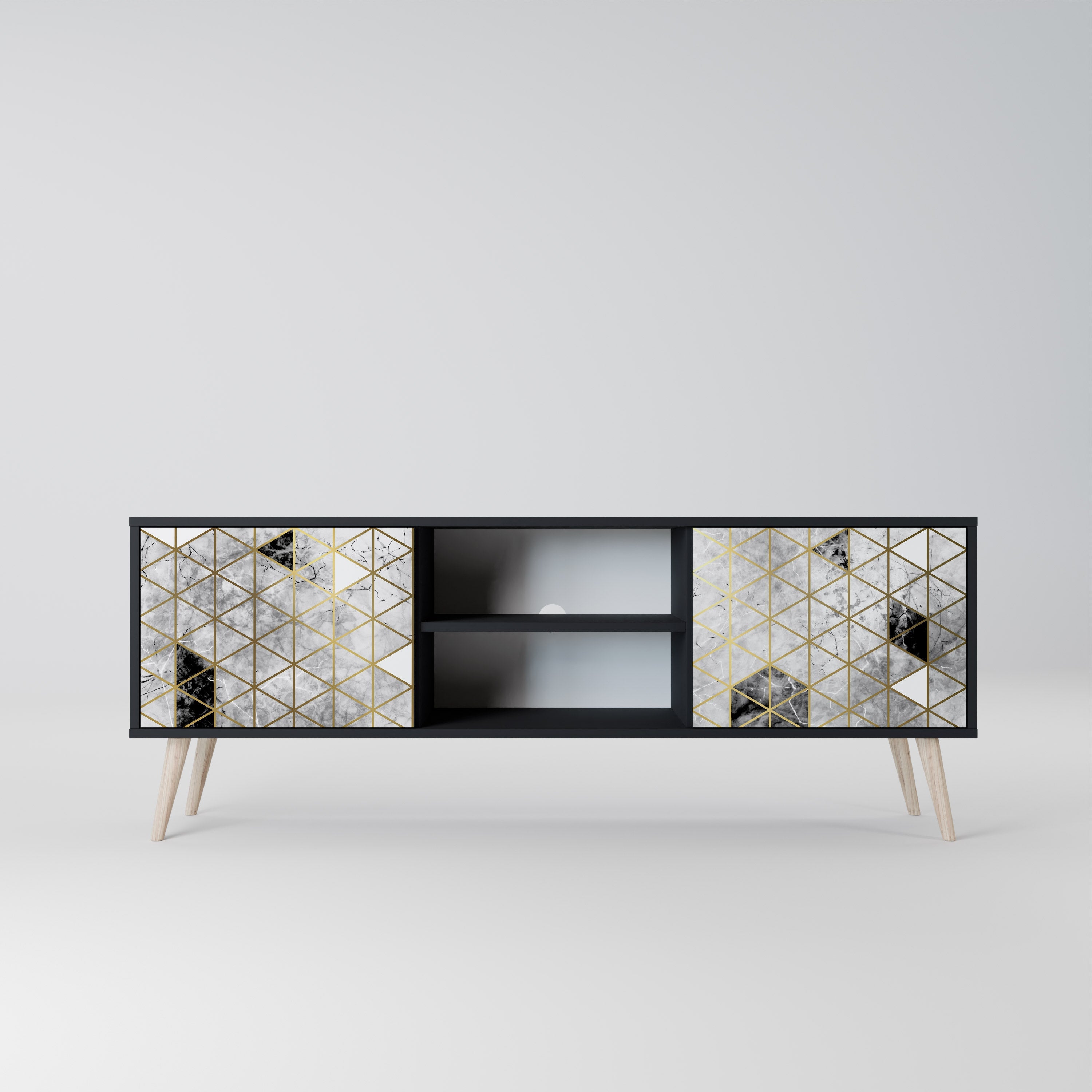 Meuble TV 2 portes ASHEN ARIA finition noire