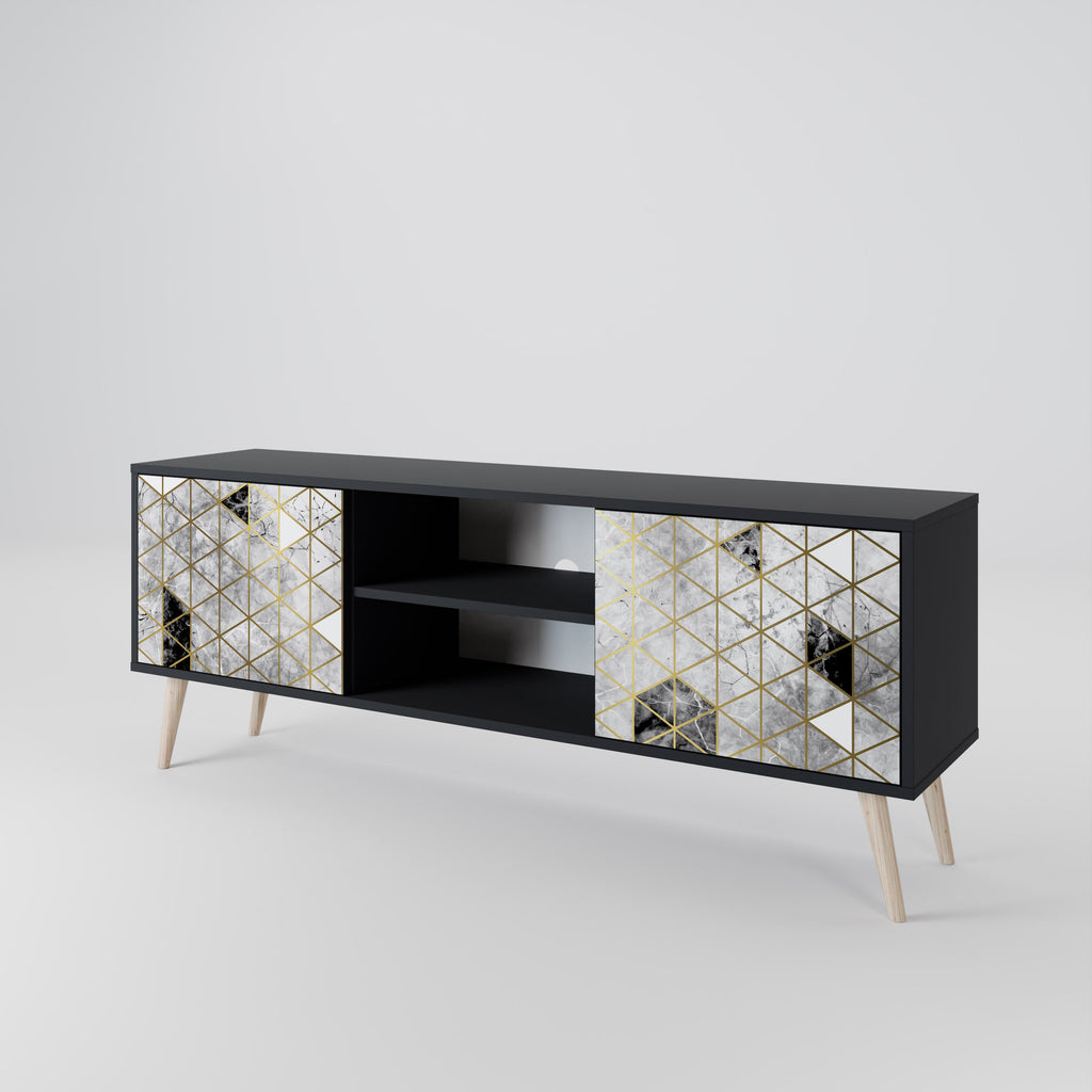 Meuble TV 2 portes ASHEN ARIA finition noire