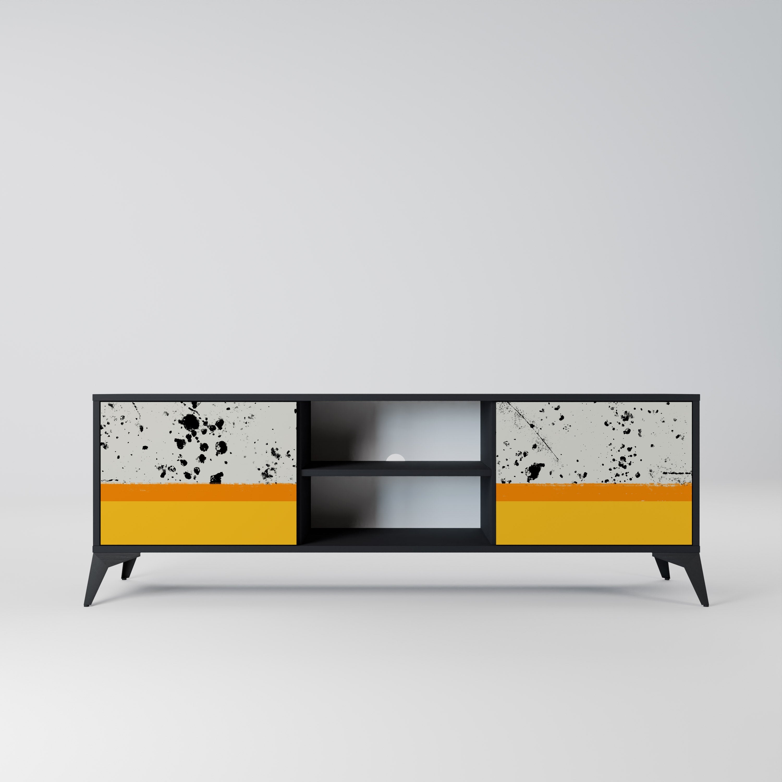 DYED BY ORANGE 2-Door TV Stand in Black Finish