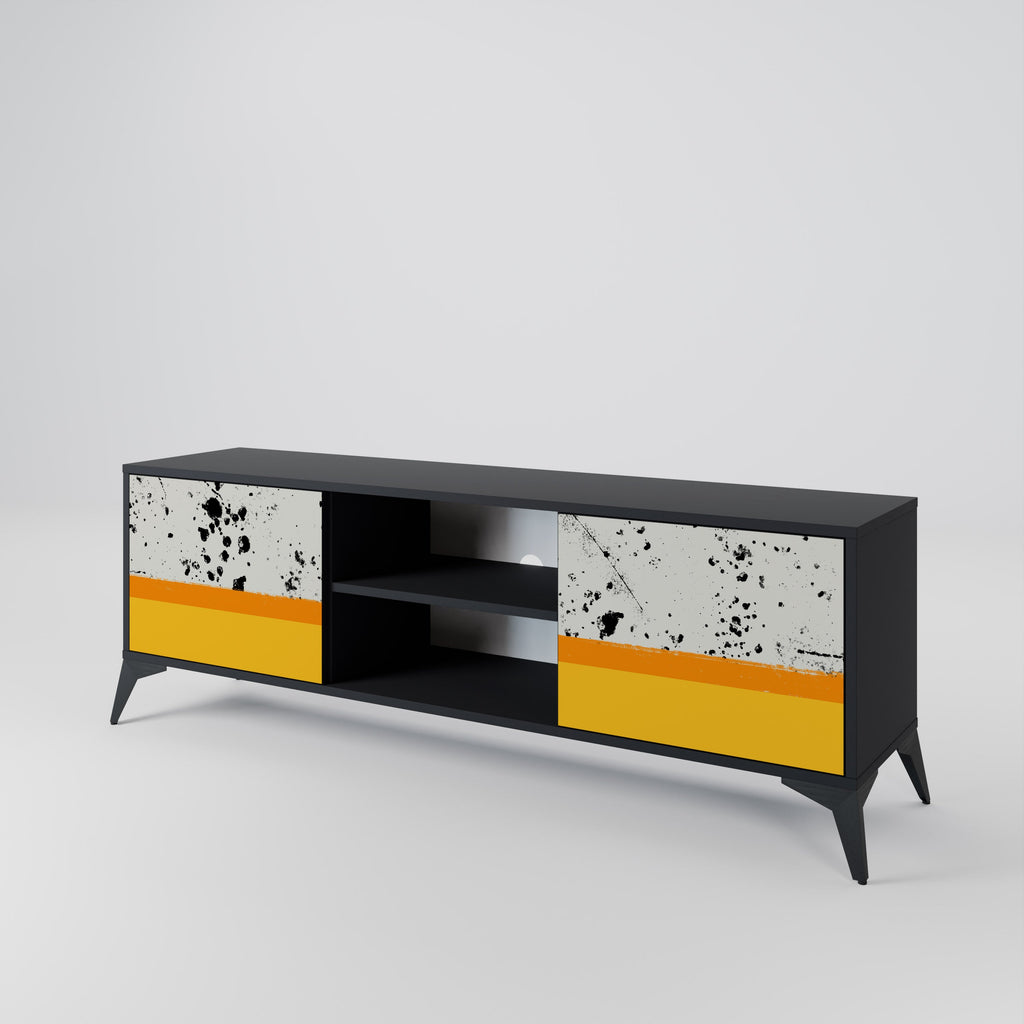 DYED BY ORANGE 2-Door TV Stand in Black Finish