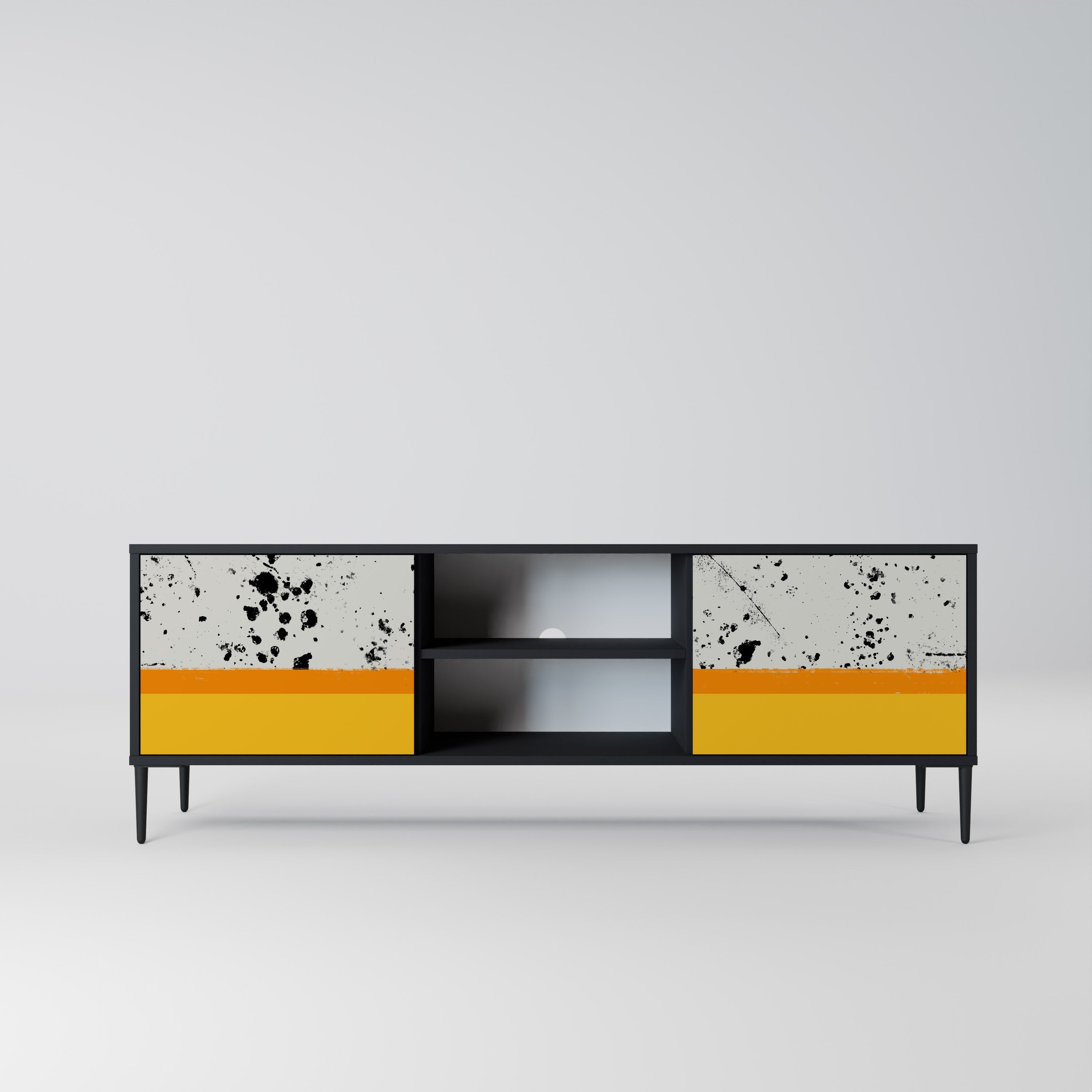 DYED BY ORANGE 2-Door TV Stand in Black Finish
