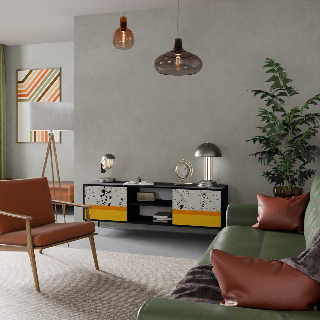 DYED BY ORANGE 2-Door TV Stand in Black Finish