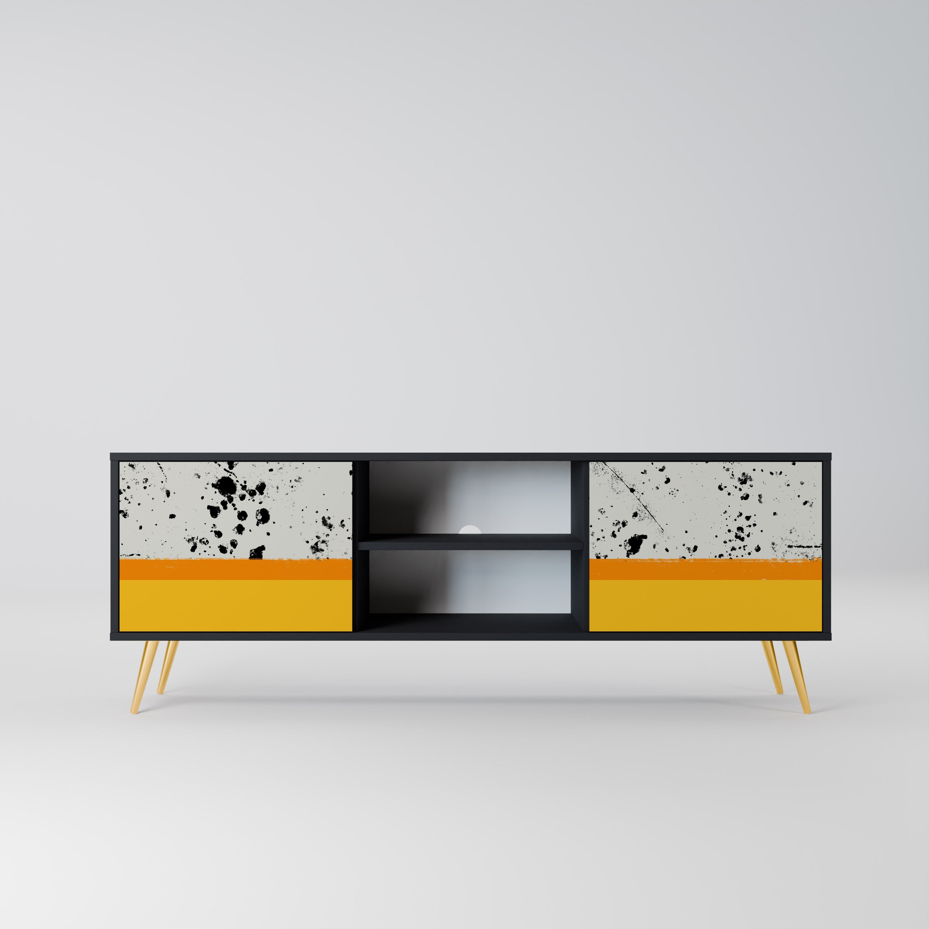 DYED BY ORANGE 2-Door TV Stand in Black Finish