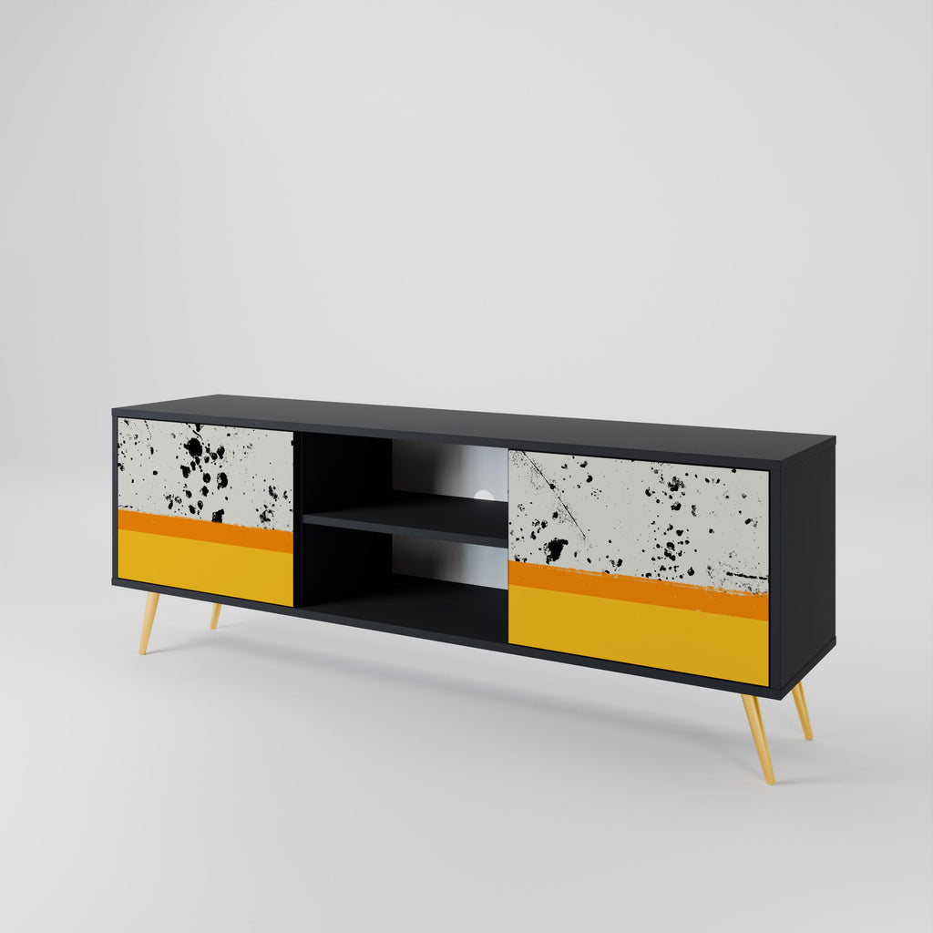 DYED BY ORANGE 2-Door TV Stand in Black Finish