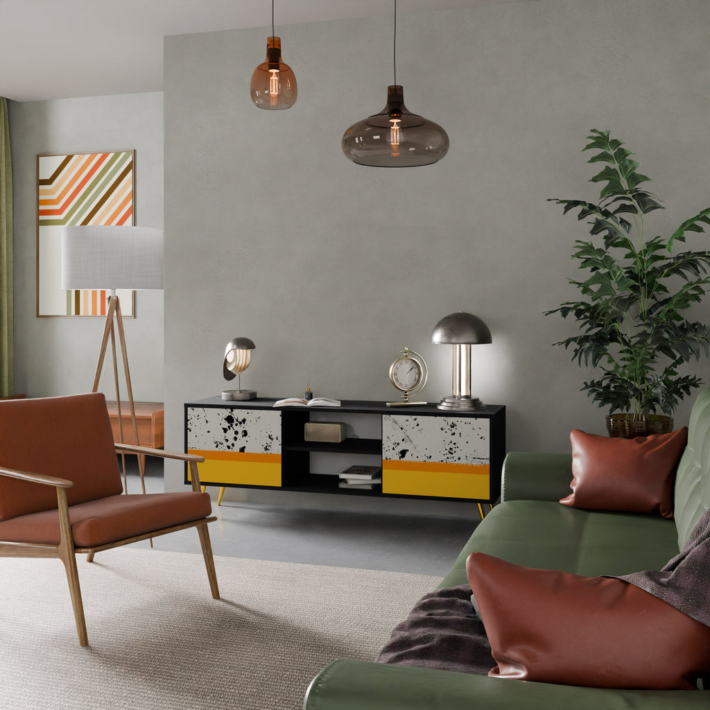 DYED BY ORANGE 2-Door TV Stand in Black Finish