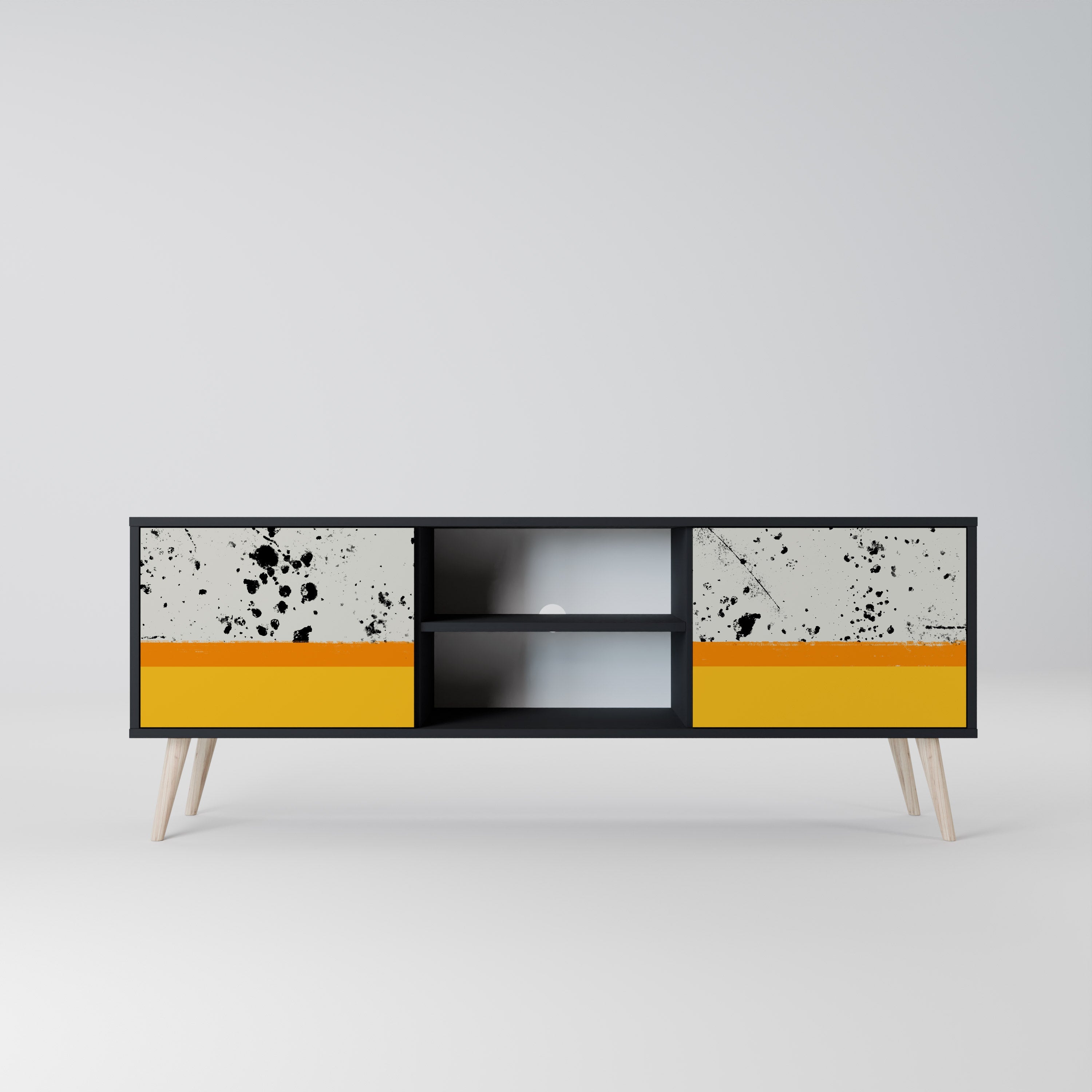 DYED BY ORANGE 2-Door TV Stand in Black Finish