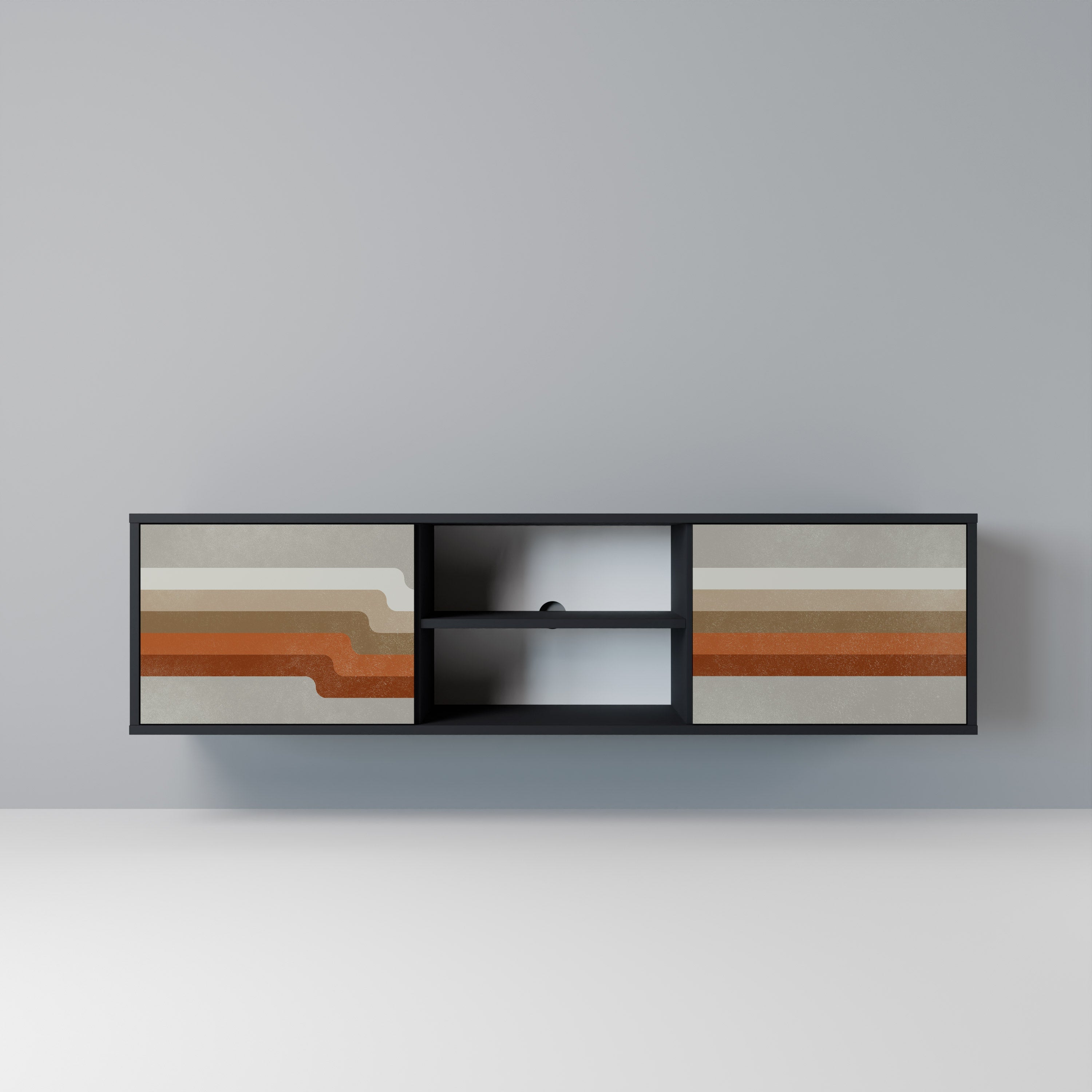 PECULIAR TRAIL 2-Door TV Stand in Black Finish