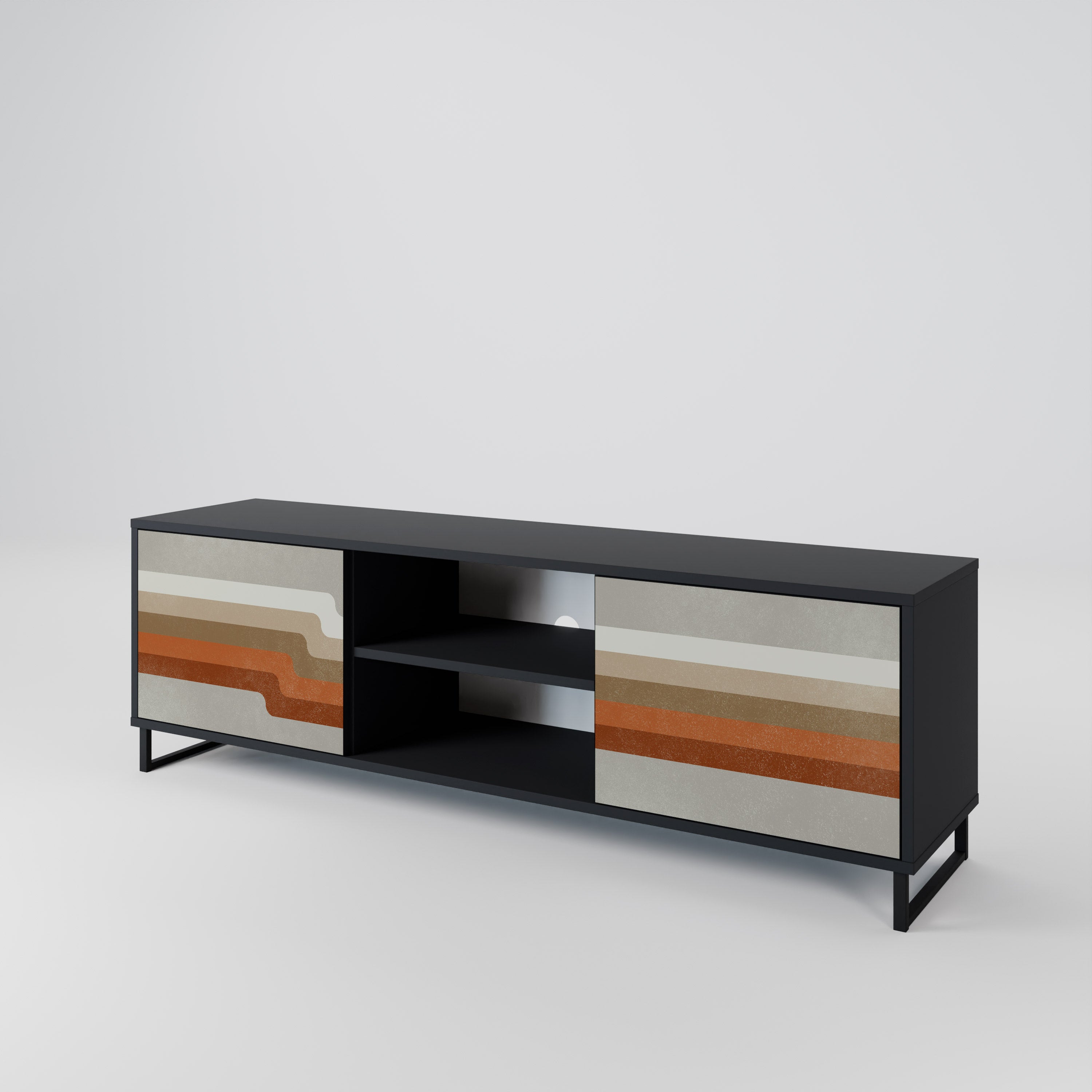 PECULIAR TRAIL 2-Door TV Stand in Black Finish