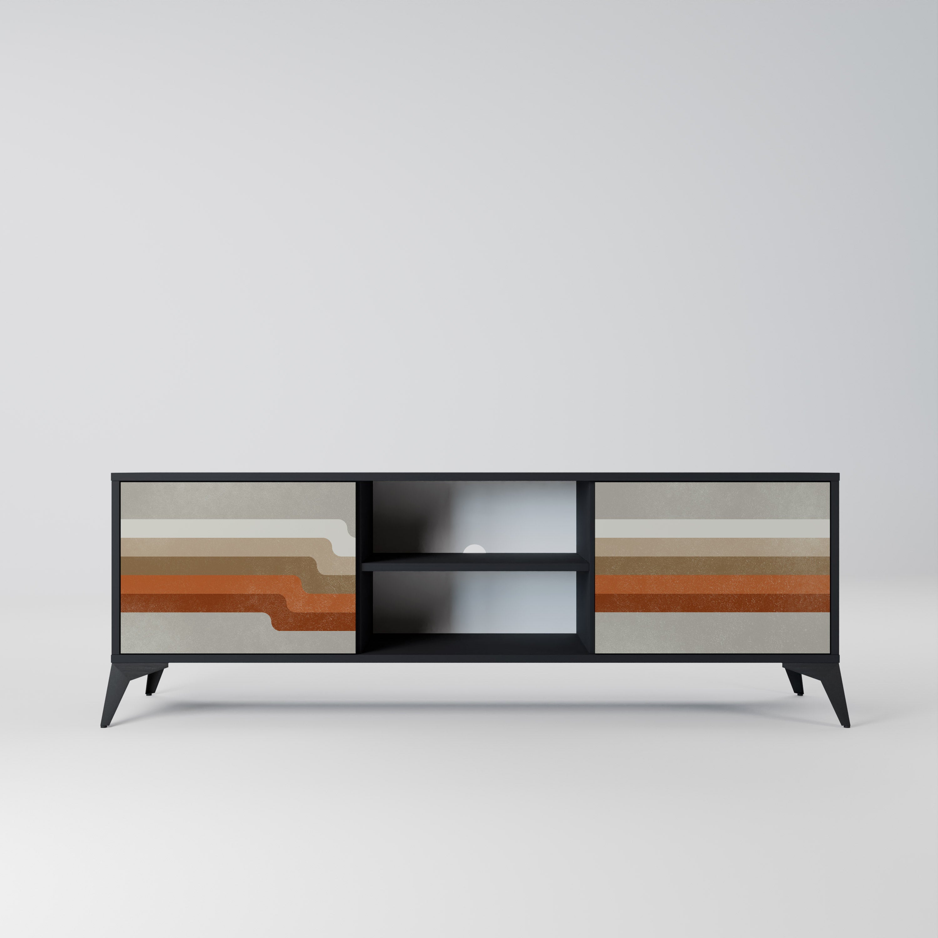 PECULIAR TRAIL 2-Door TV Stand in Black Finish