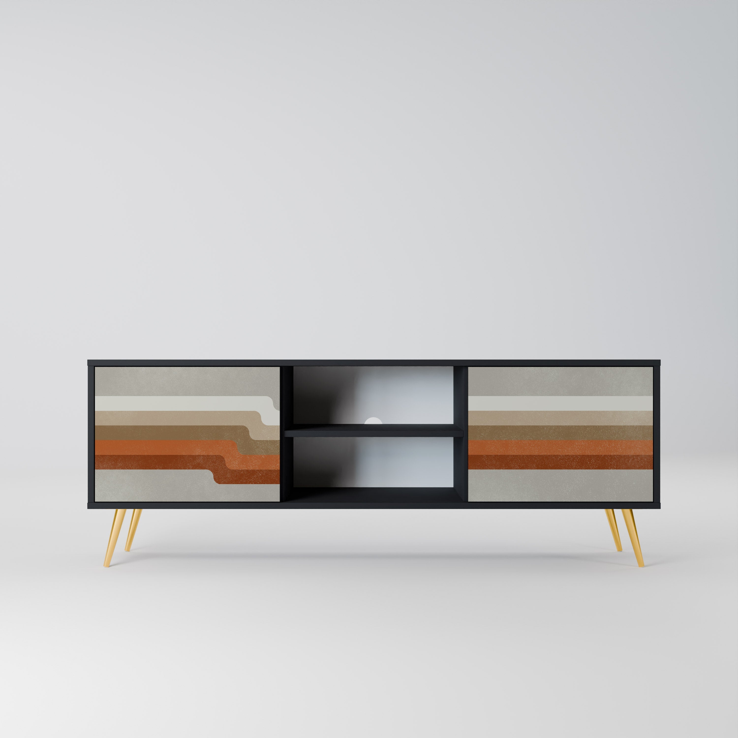 PECULIAR TRAIL 2-Door TV Stand in Black Finish