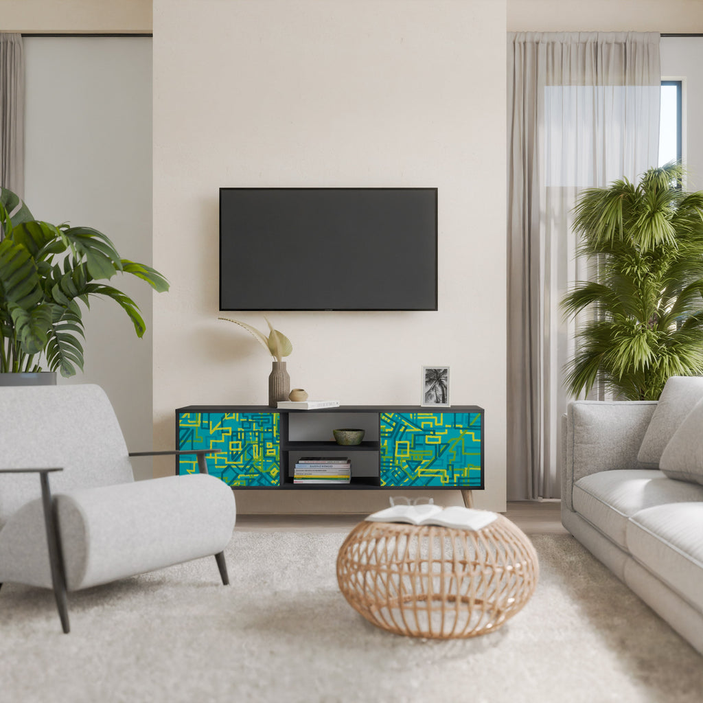 NOSTALGIC MEMORIES 2-Door TV Stand in Black Finish