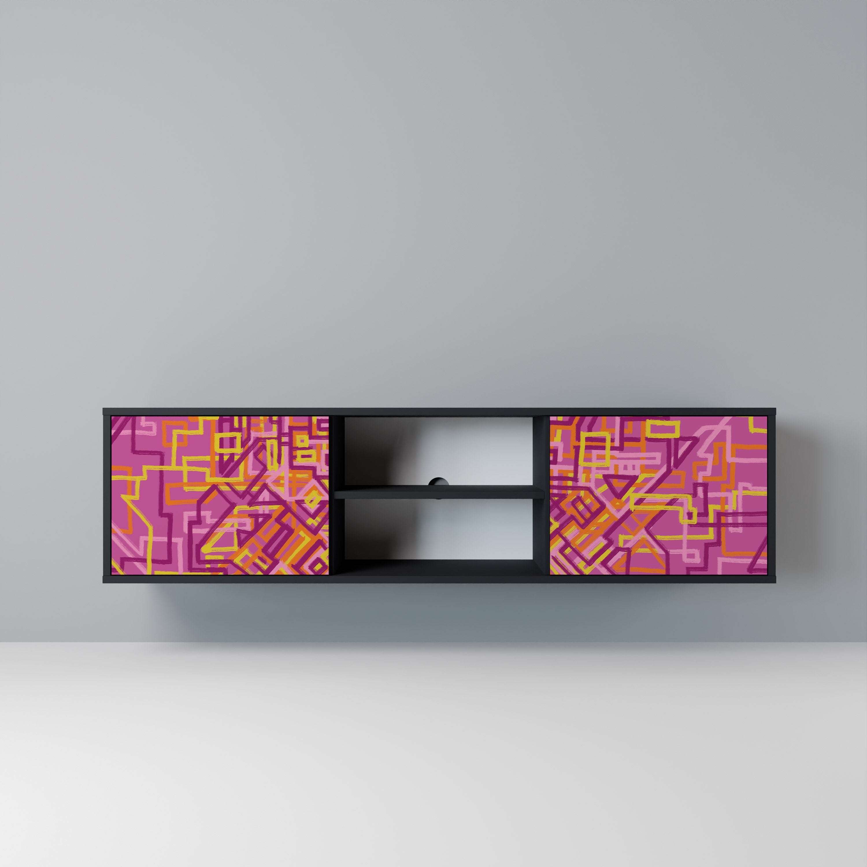 LOVELY MEMORIES 2-Door TV Stand in Black Finish