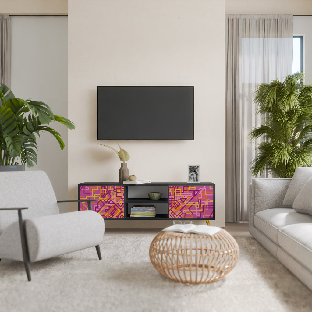 LOVELY MEMORIES 2-Door TV Stand in Black Finish