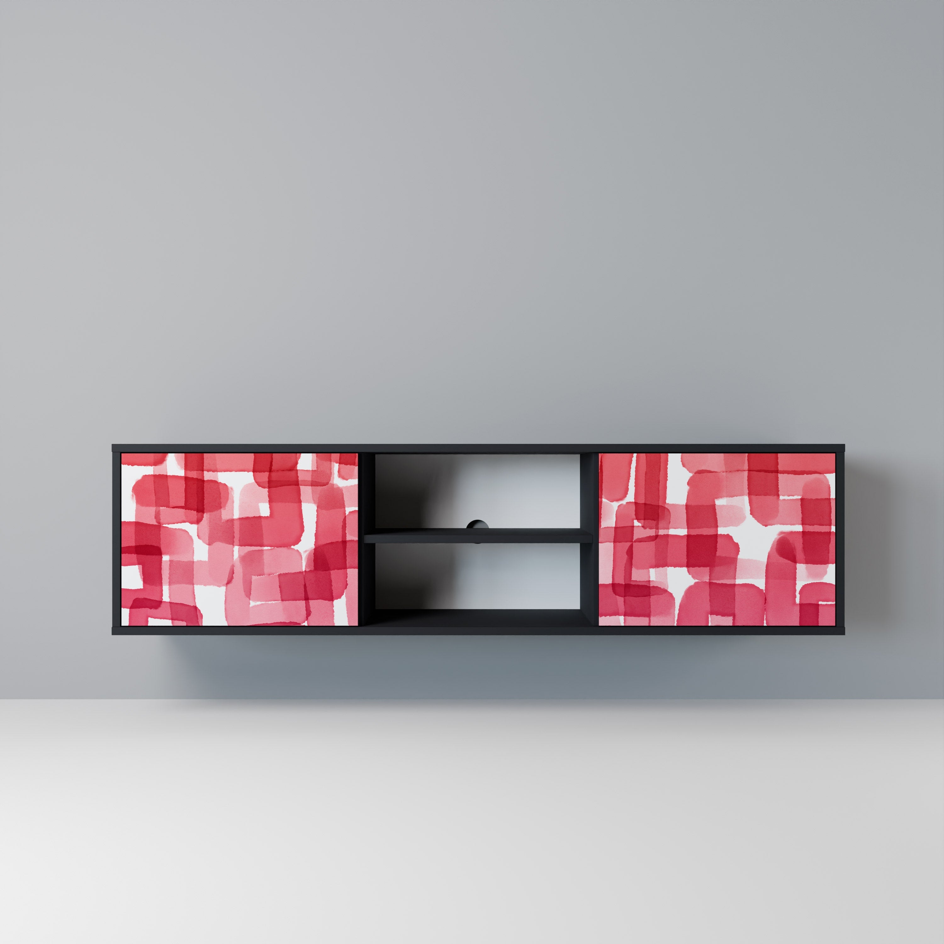 KALEIDOSCOPIC CUBISM 2-Door TV Stand in Black Finish