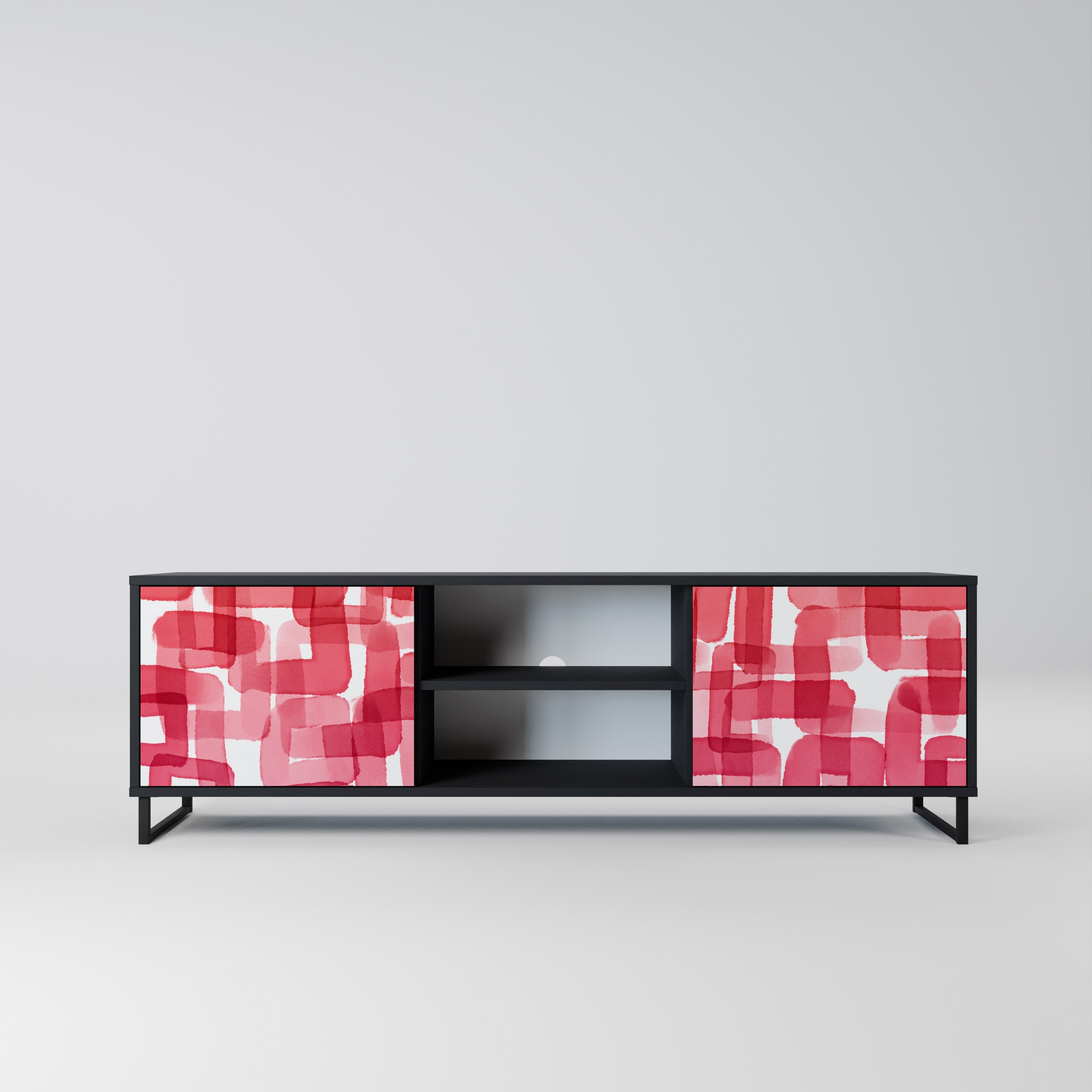 KALEIDOSCOPIC CUBISM 2-Door TV Stand in Black Finish