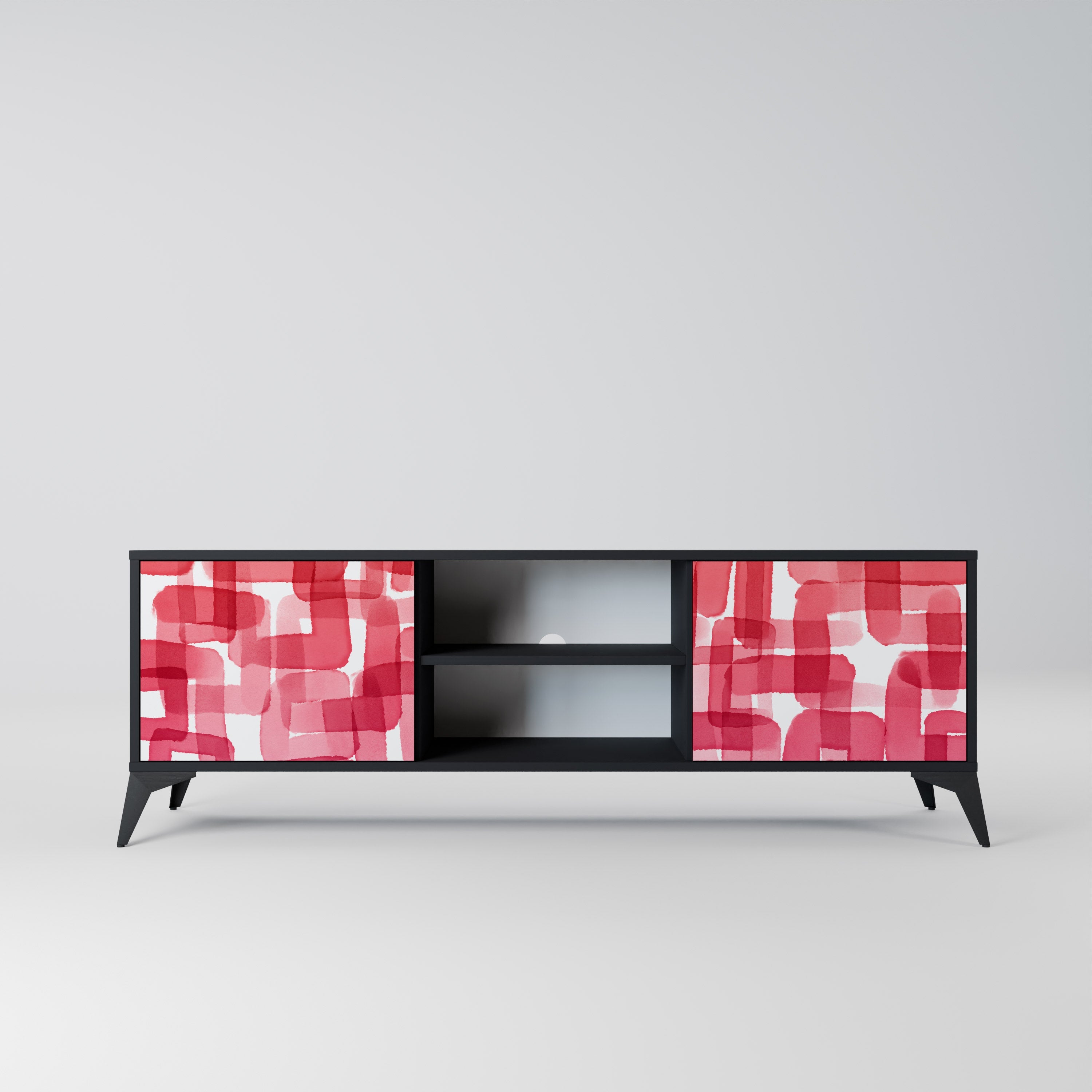 KALEIDOSCOPIC CUBISM 2-Door TV Stand in Black Finish