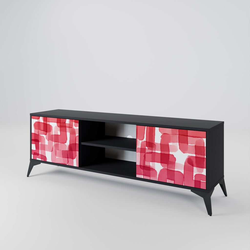 KALEIDOSCOPIC CUBISM 2-Door TV Stand in Black Finish