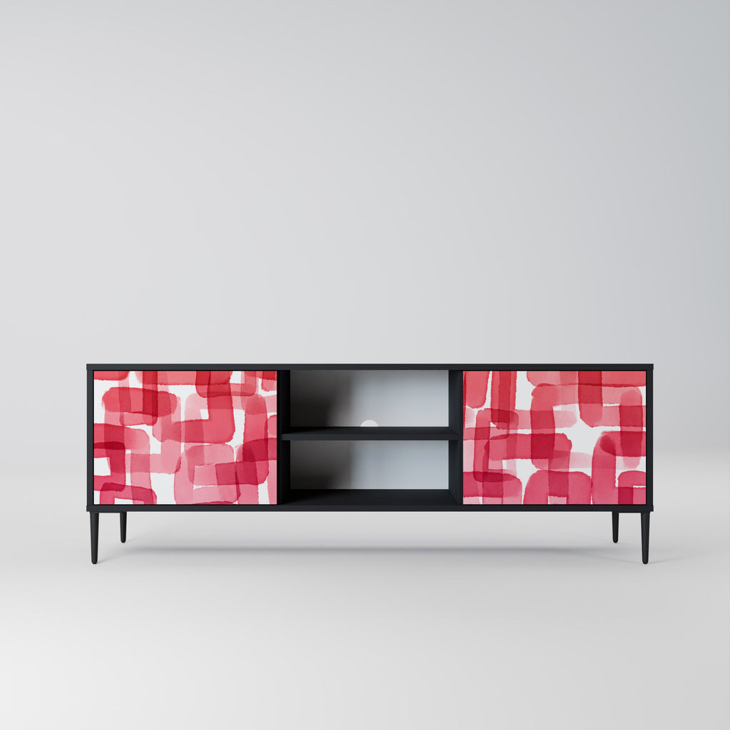 KALEIDOSCOPIC CUBISM 2-Door TV Stand in Black Finish