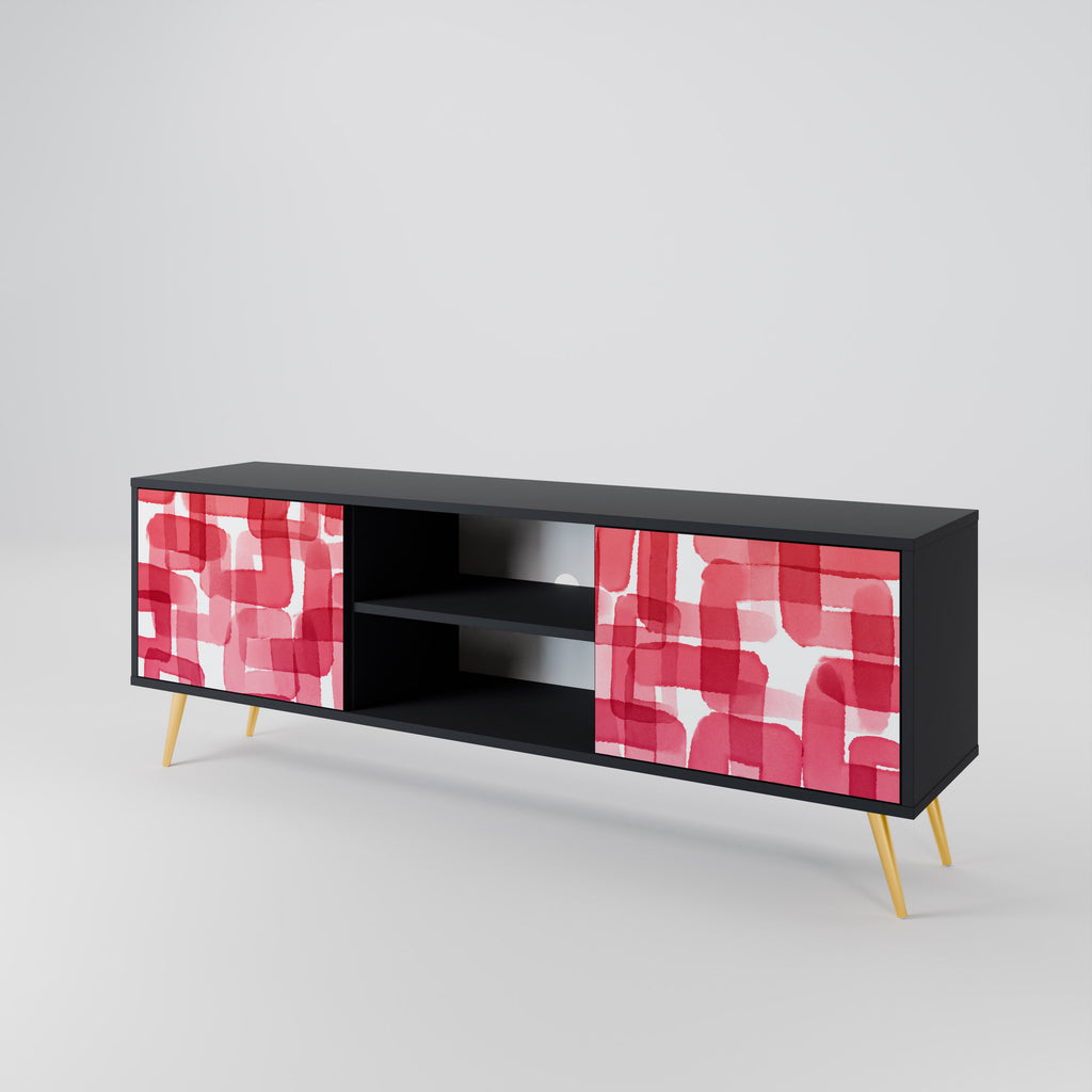 KALEIDOSCOPIC CUBISM 2-Door TV Stand in Black Finish