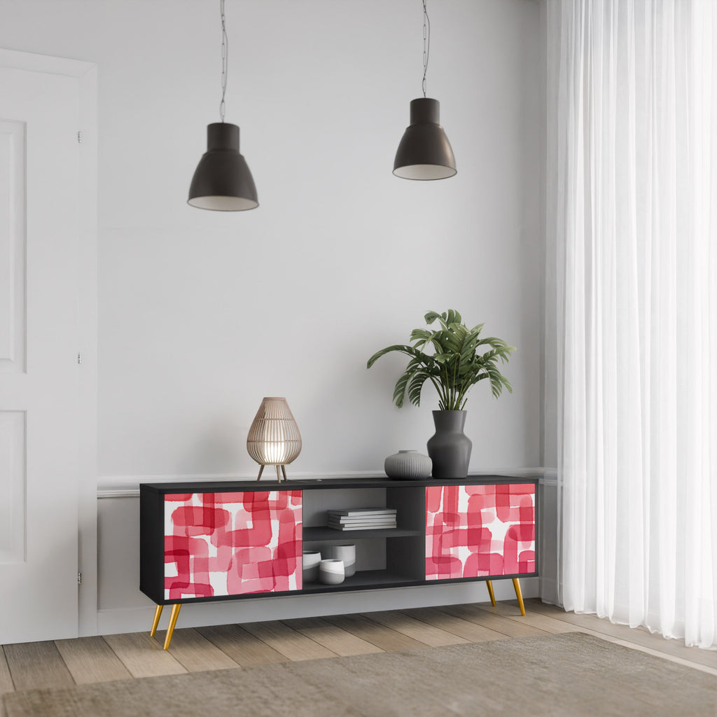 KALEIDOSCOPIC CUBISM 2-Door TV Stand in Black Finish