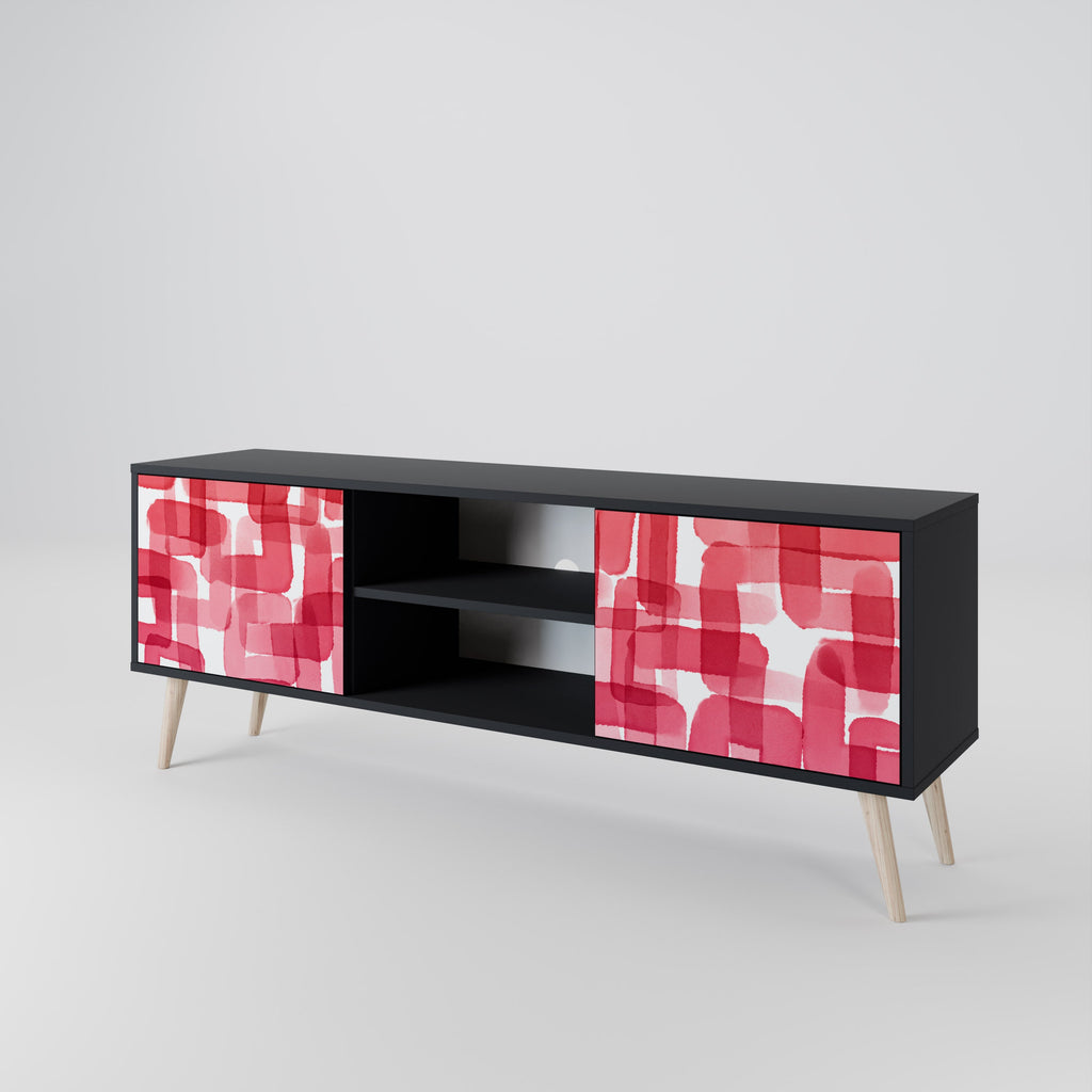 KALEIDOSCOPIC CUBISM 2-Door TV Stand in Black Finish