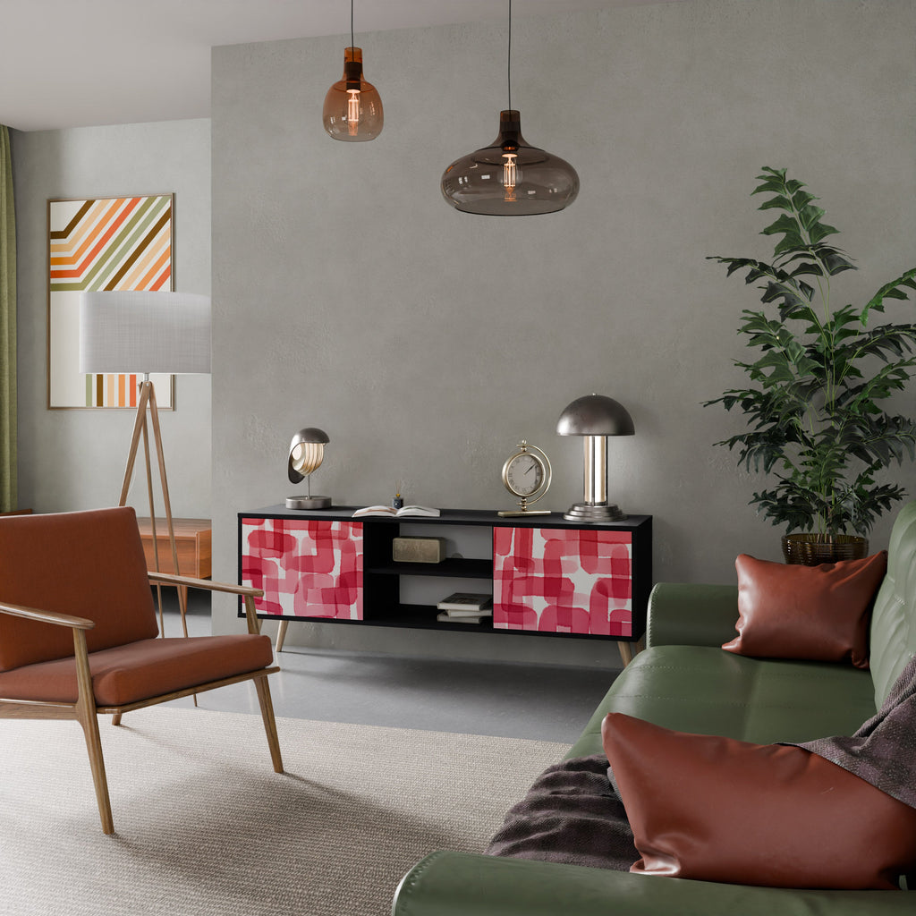 KALEIDOSCOPIC CUBISM 2-Door TV Stand in Black Finish