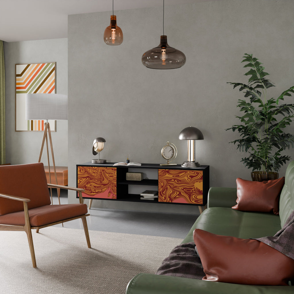 FLOATING THOUGHTS 2-Door TV Stand in Black Finish