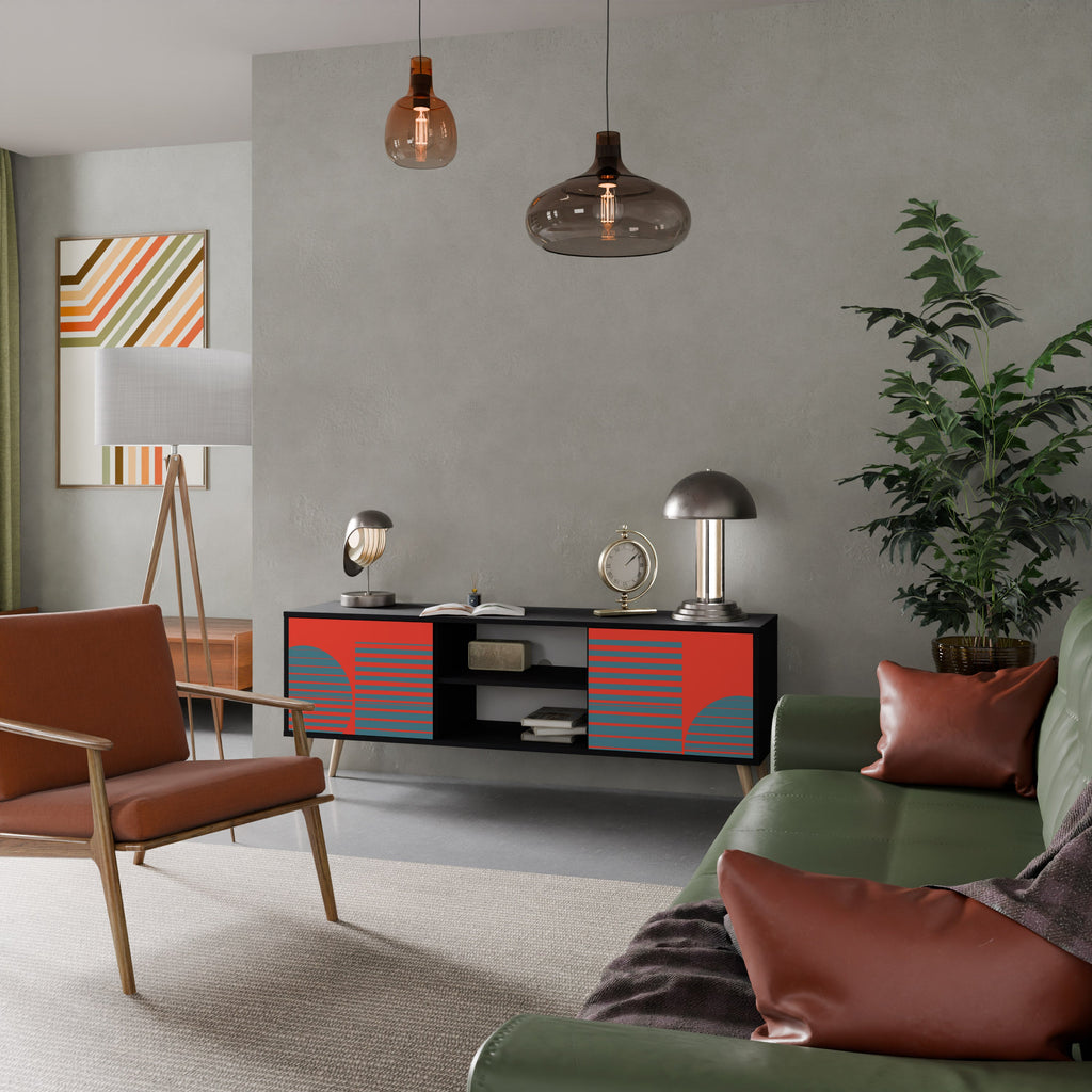 RISING GEOMETRY STARS 2-Door TV Stand in Black Finish