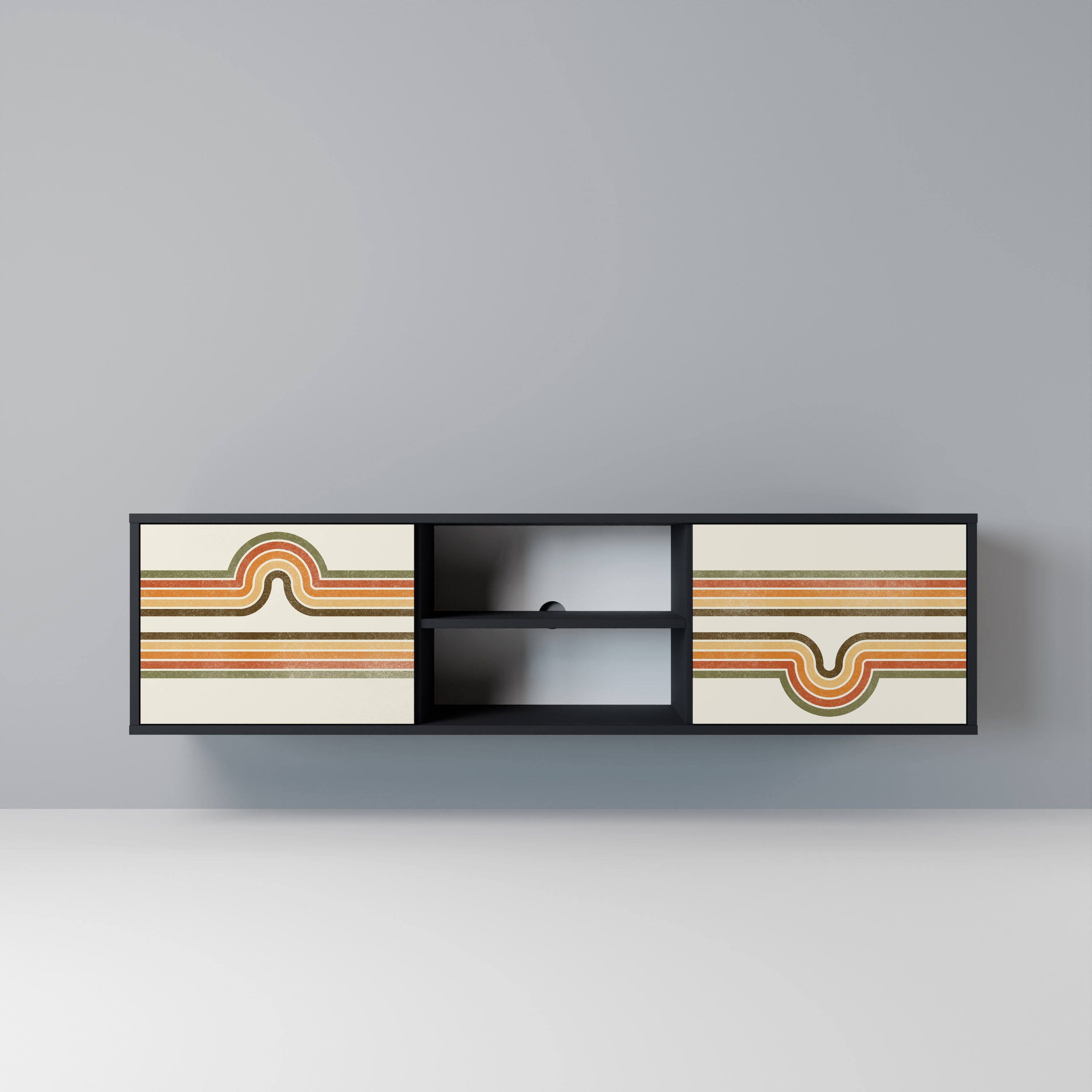 EXCEPTIONAL STREAM 2-Door TV Stand in Black Finish