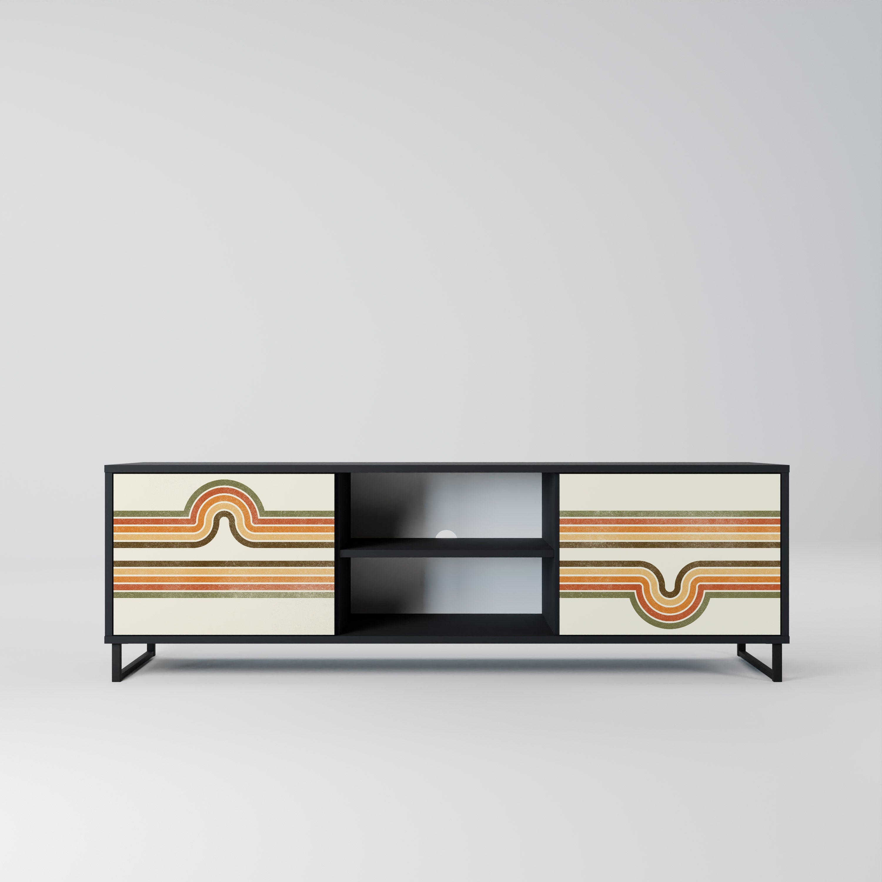 EXCEPTIONAL STREAM 2-Door TV Stand in Black Finish