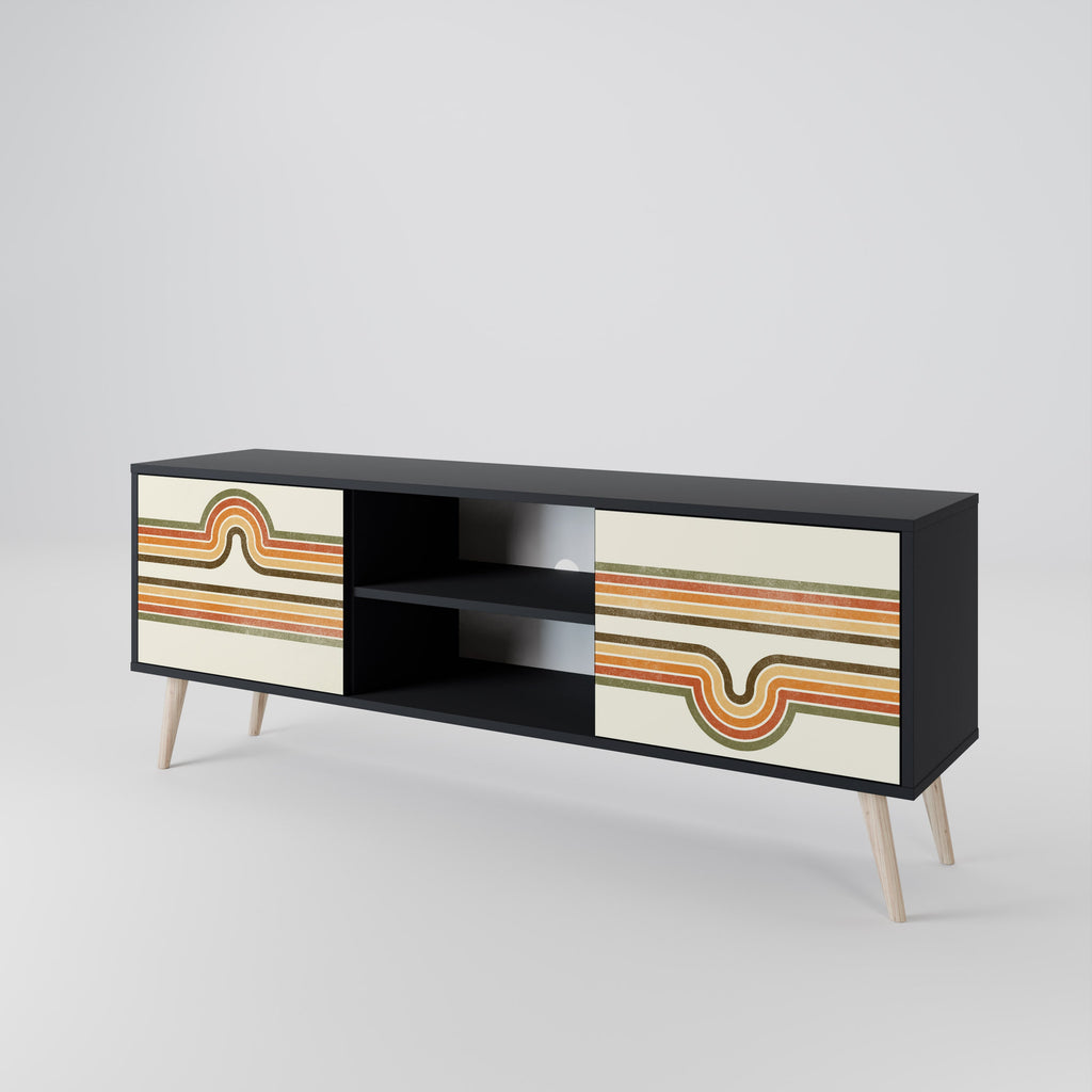 EXCEPTIONAL STREAM 2-Door TV Stand in Black Finish