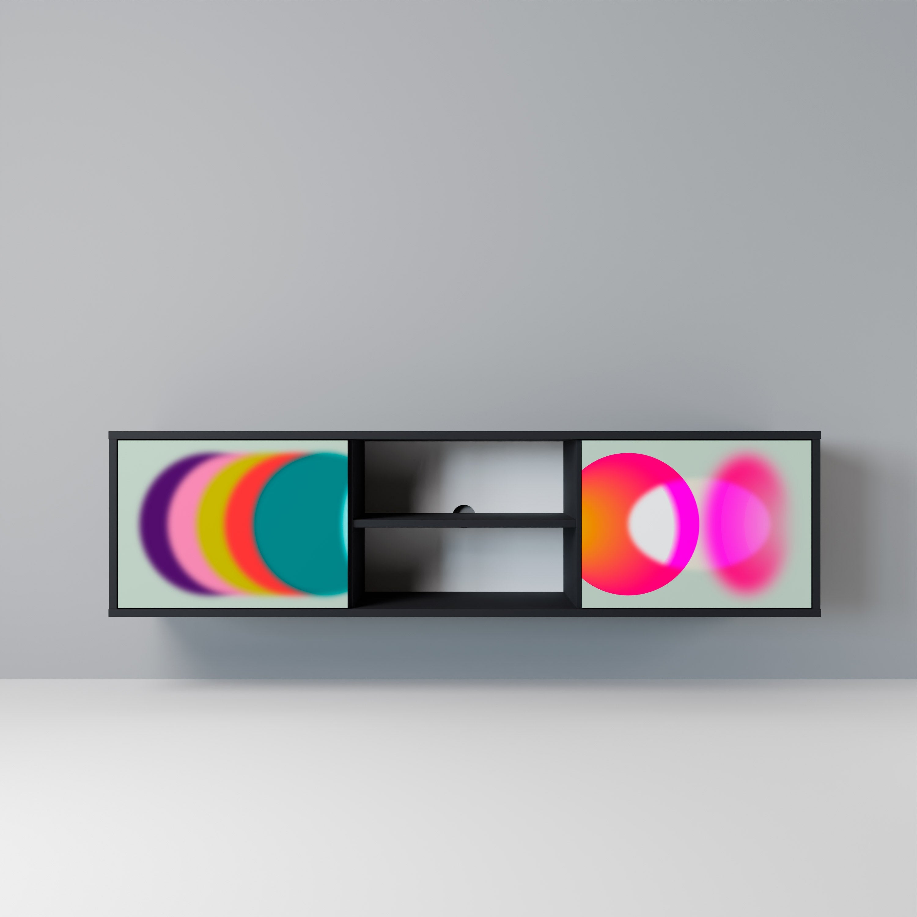 SYMPHONY OF COLORS 2-Door TV Stand in Black Finish