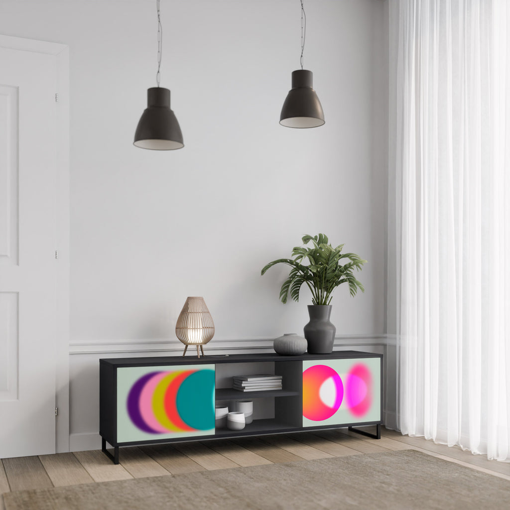Meuble TV 2 portes SYMPHONY OF COLORS en finition noire