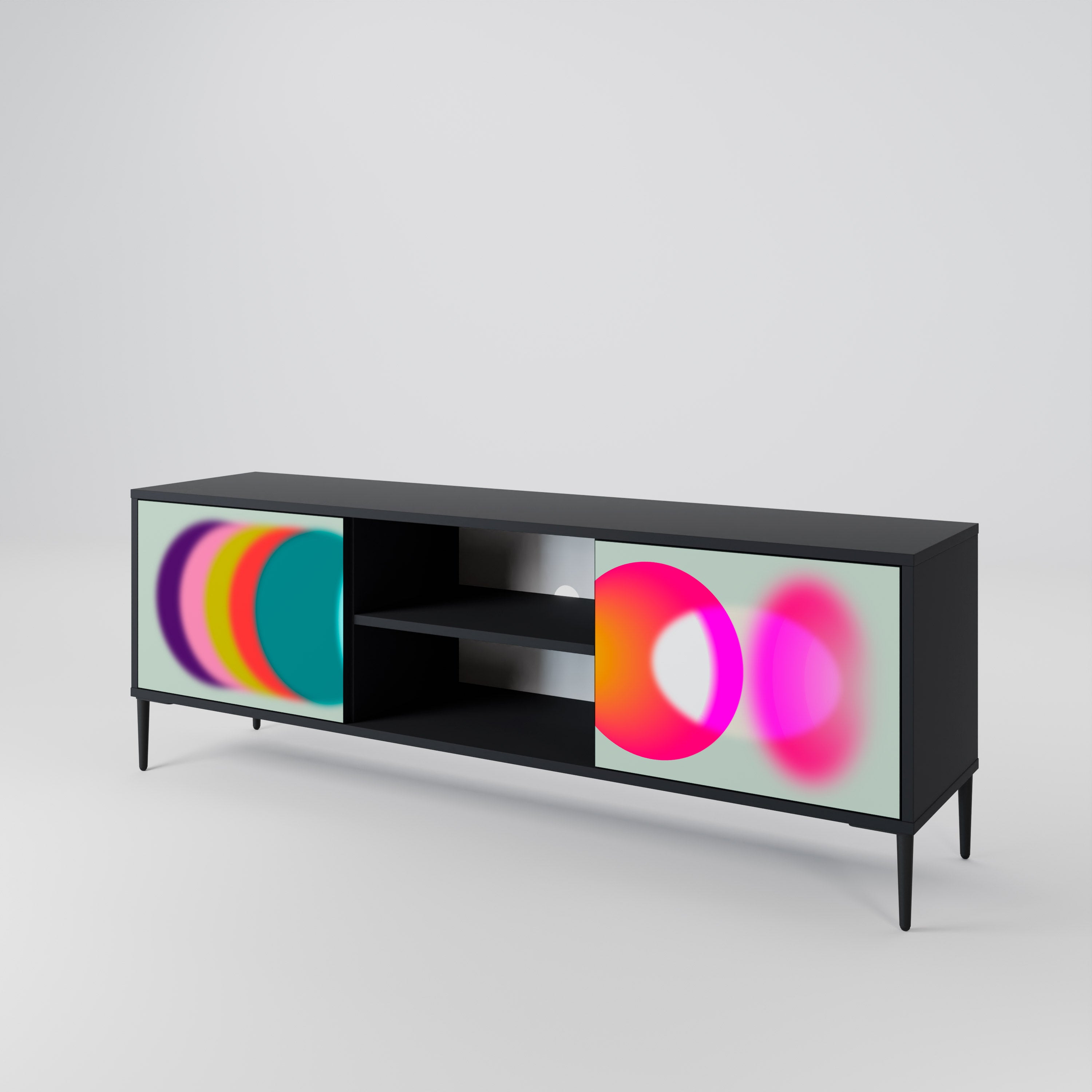 SYMPHONY OF COLORS 2-Door TV Stand in Black Finish