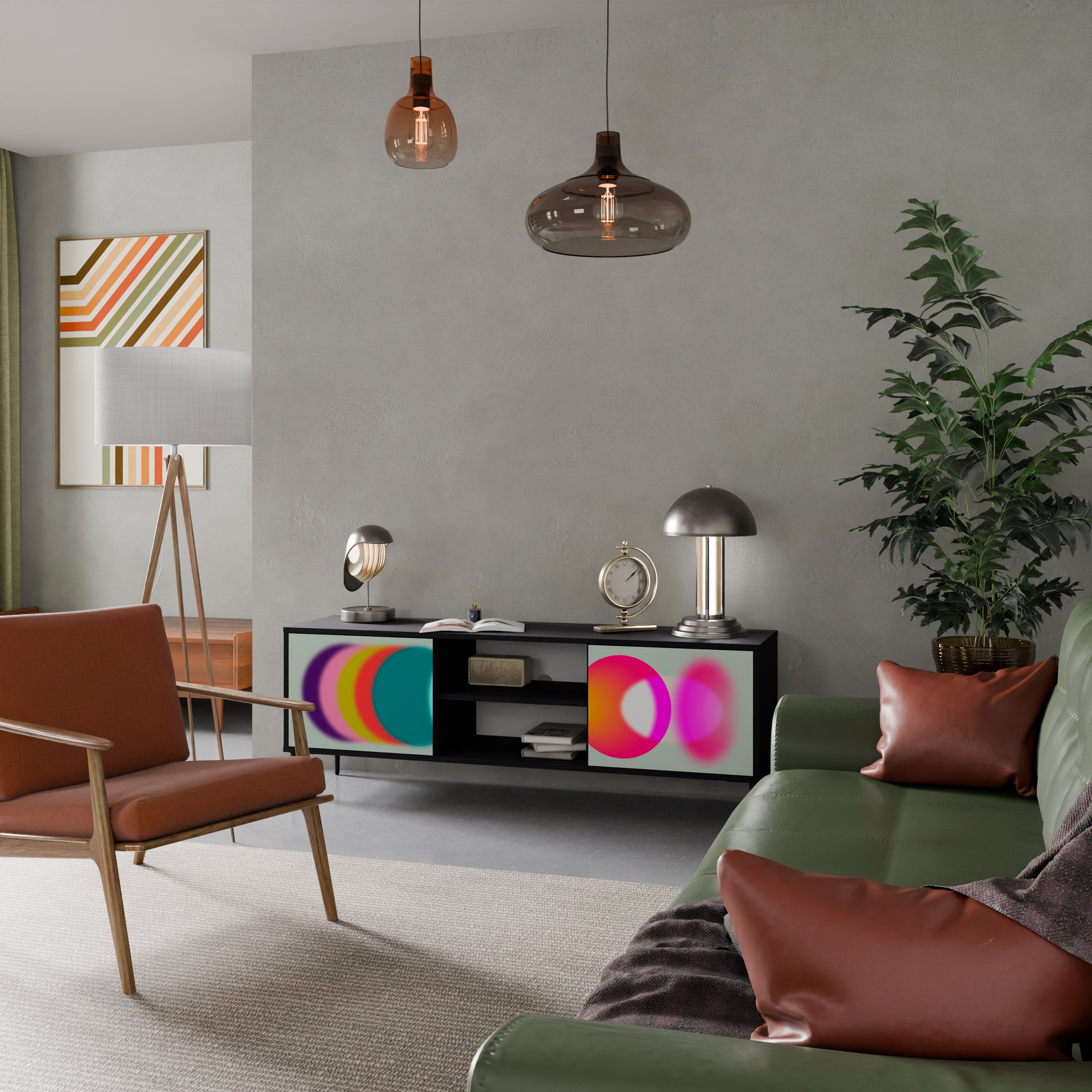 SYMPHONY OF COLORS 2-Door TV Stand in Black Finish