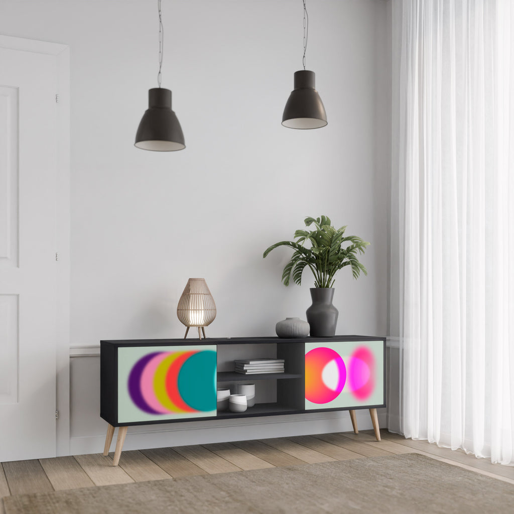 Meuble TV 2 portes SYMPHONY OF COLORS en finition noire