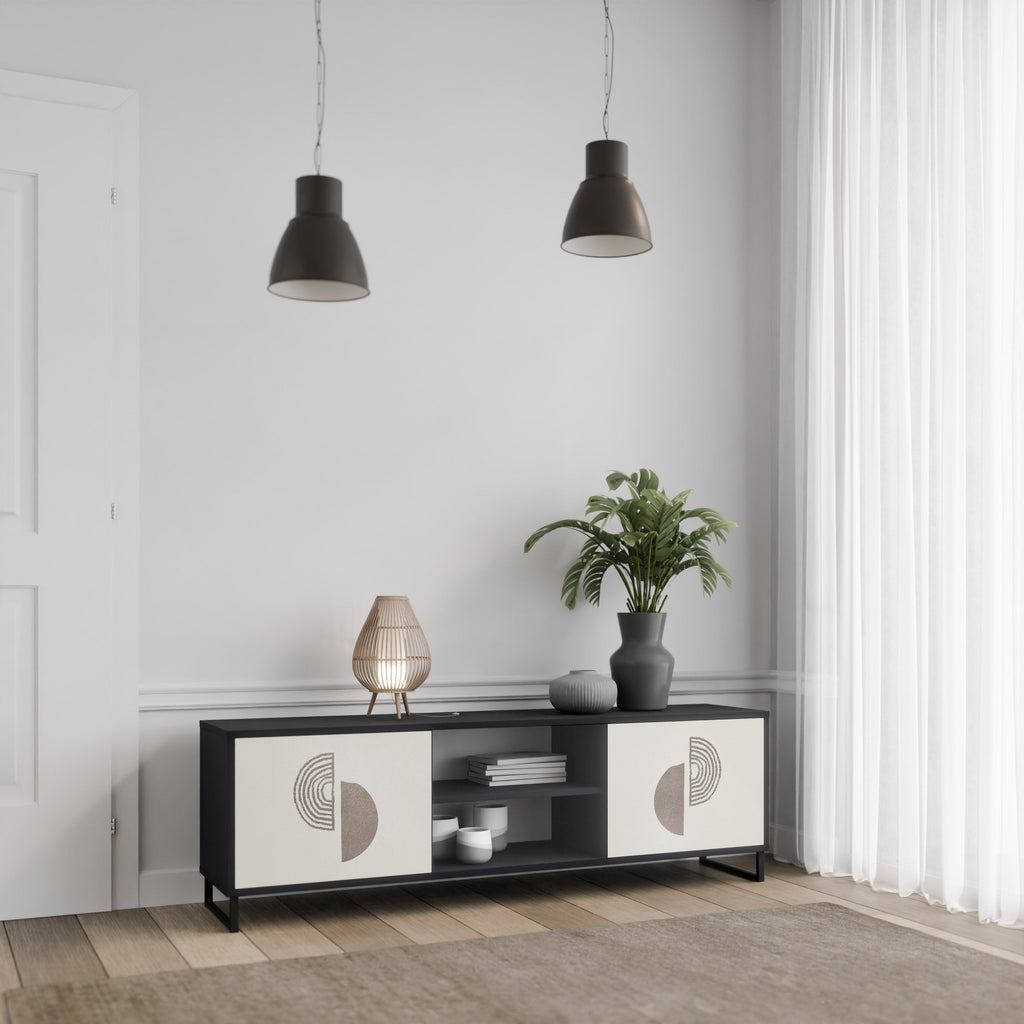 HARMONY ESSENCE 2-Door TV Stand in Black Finish