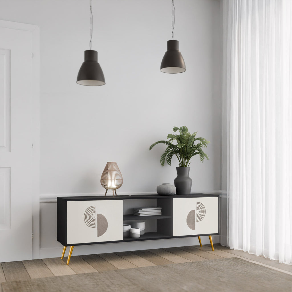 HARMONY ESSENCE 2-Door TV Stand in Black Finish